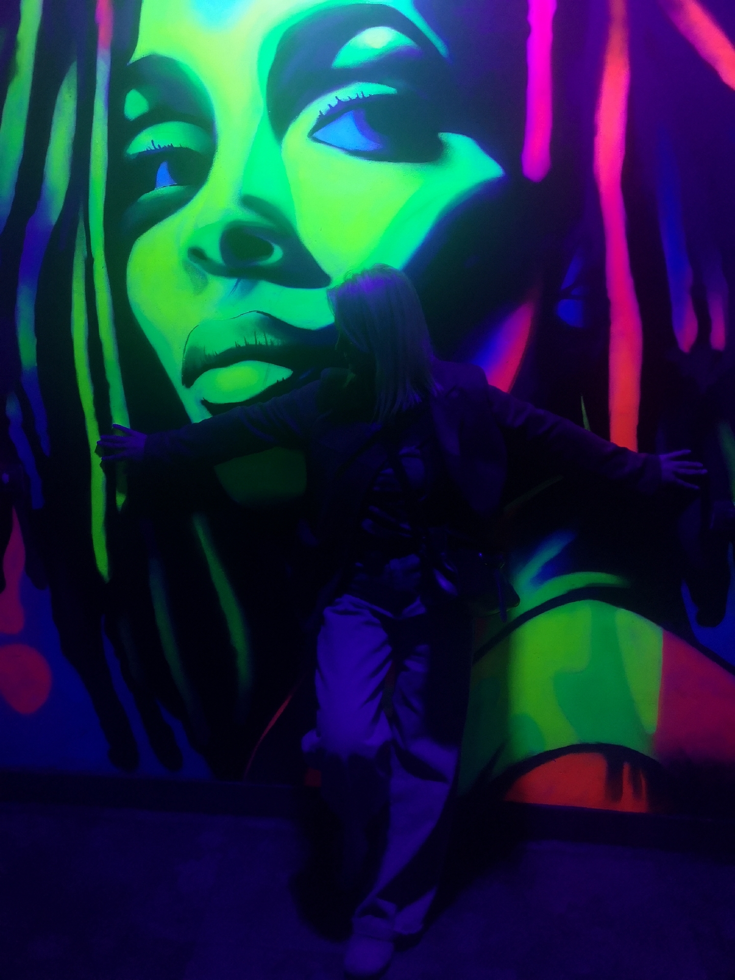 Late-night street art photography session captured in Chaikovsky, Russia