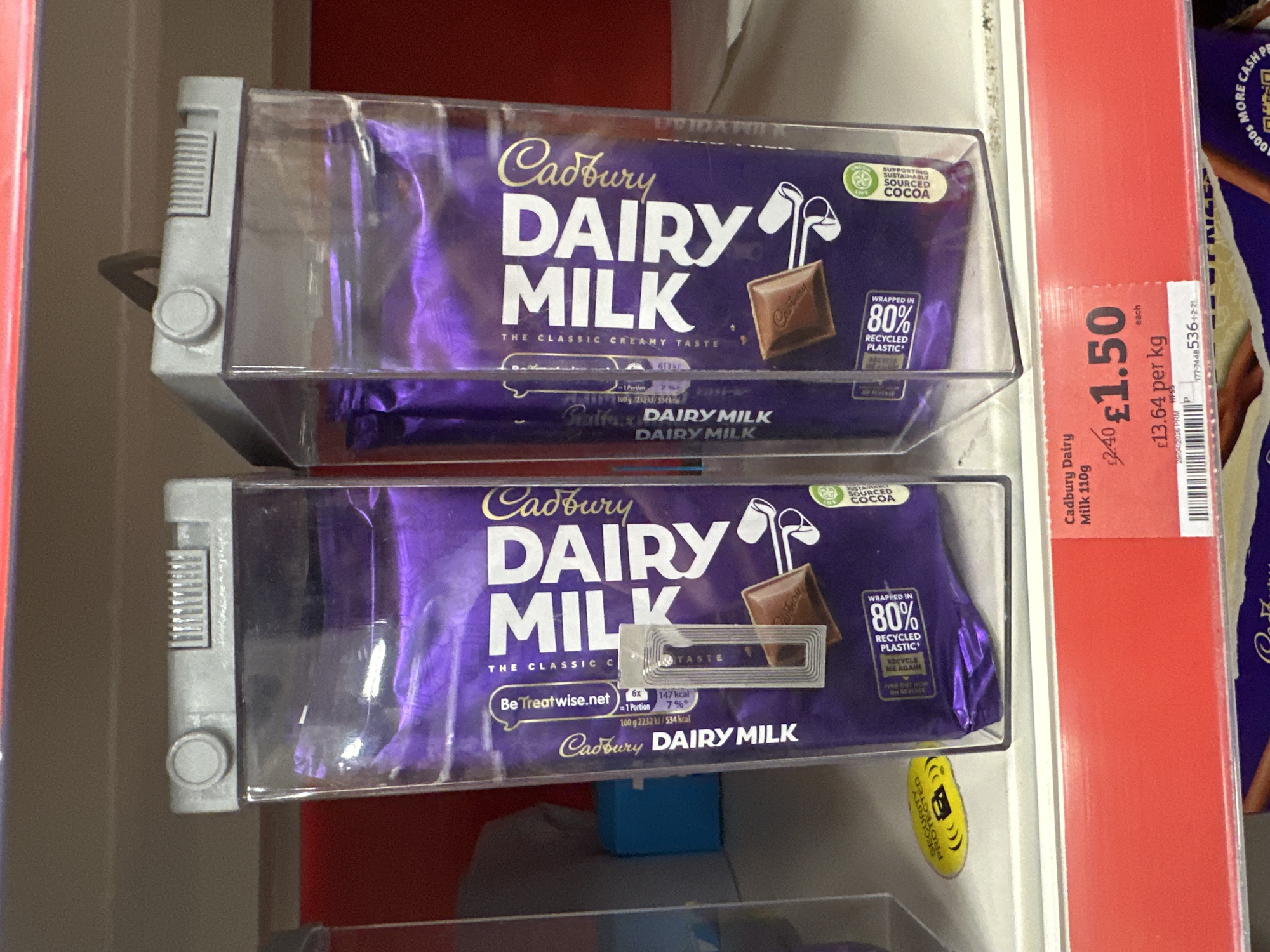 Cadbury chocolate bars displayed in London retail shop