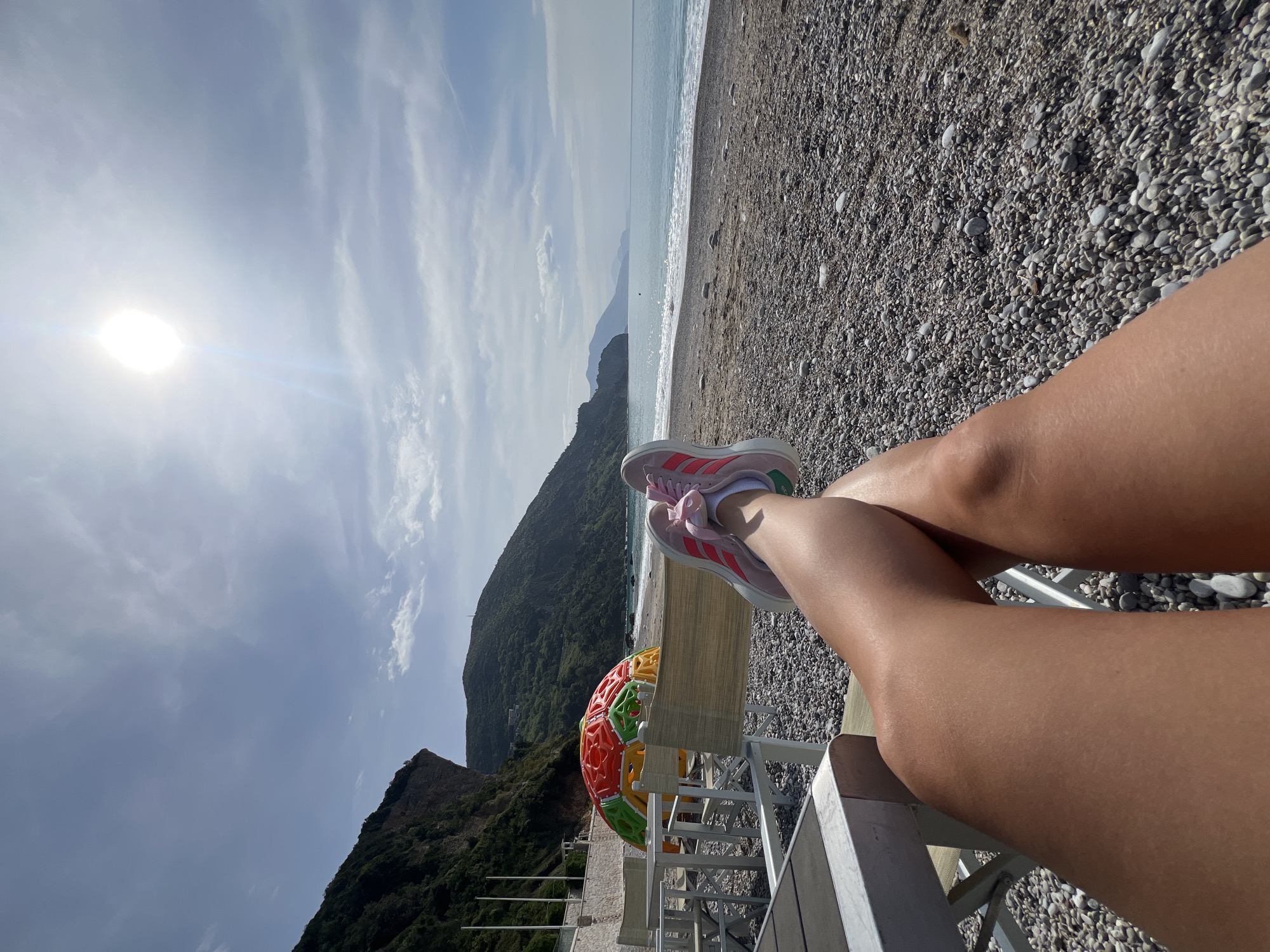 Morning beach leisure captured in Prijevor, Montenegro