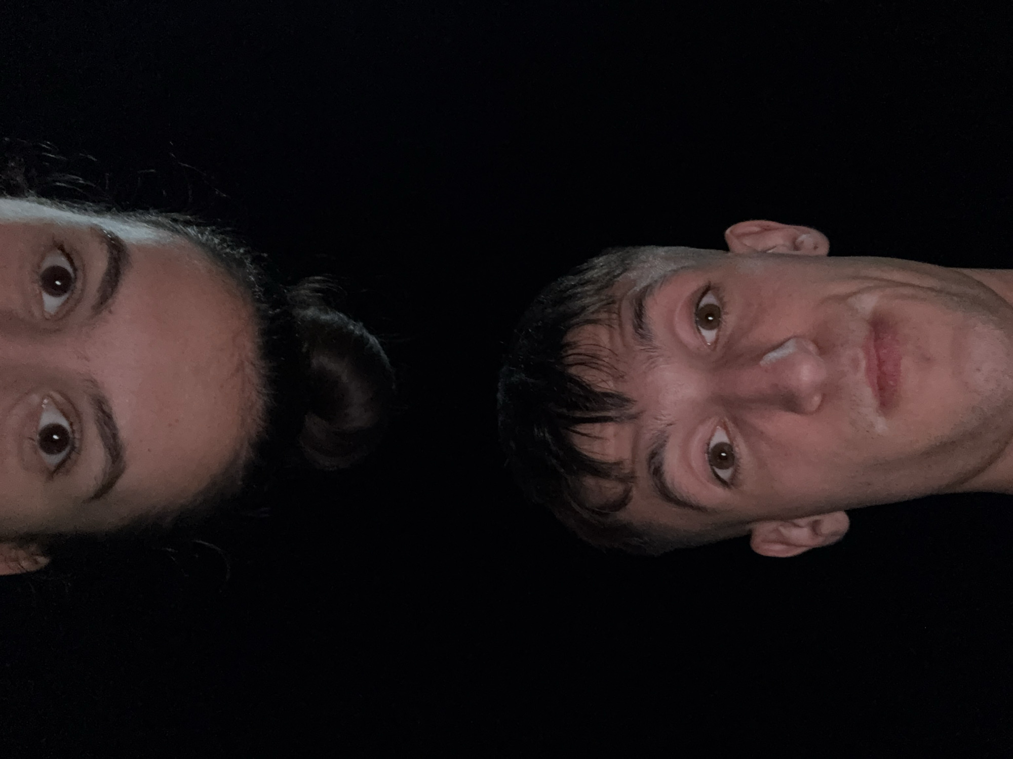 Two people photographed against black background in Stara Zagora