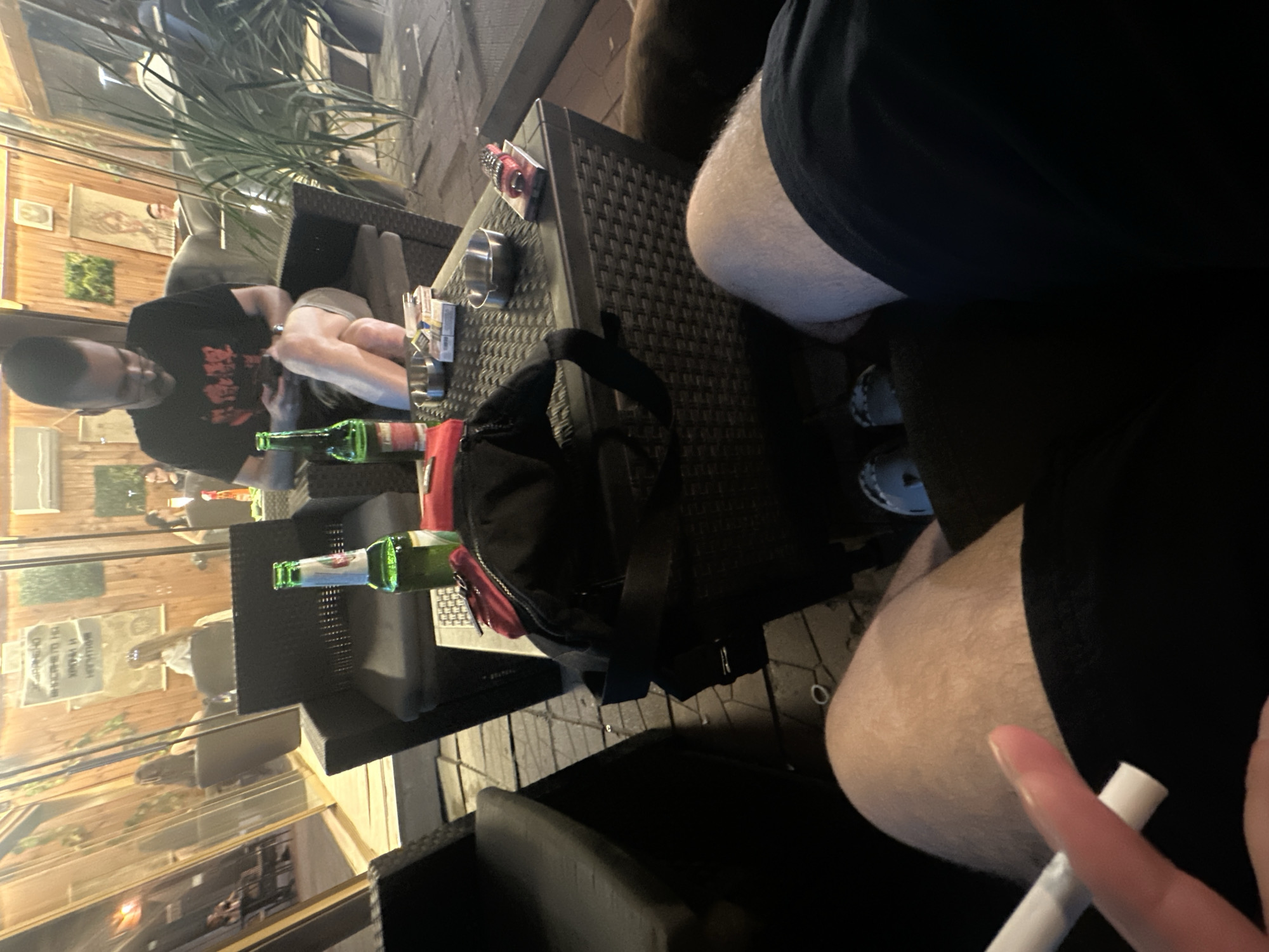 Evening social gathering documented at Lom, Bulgaria café