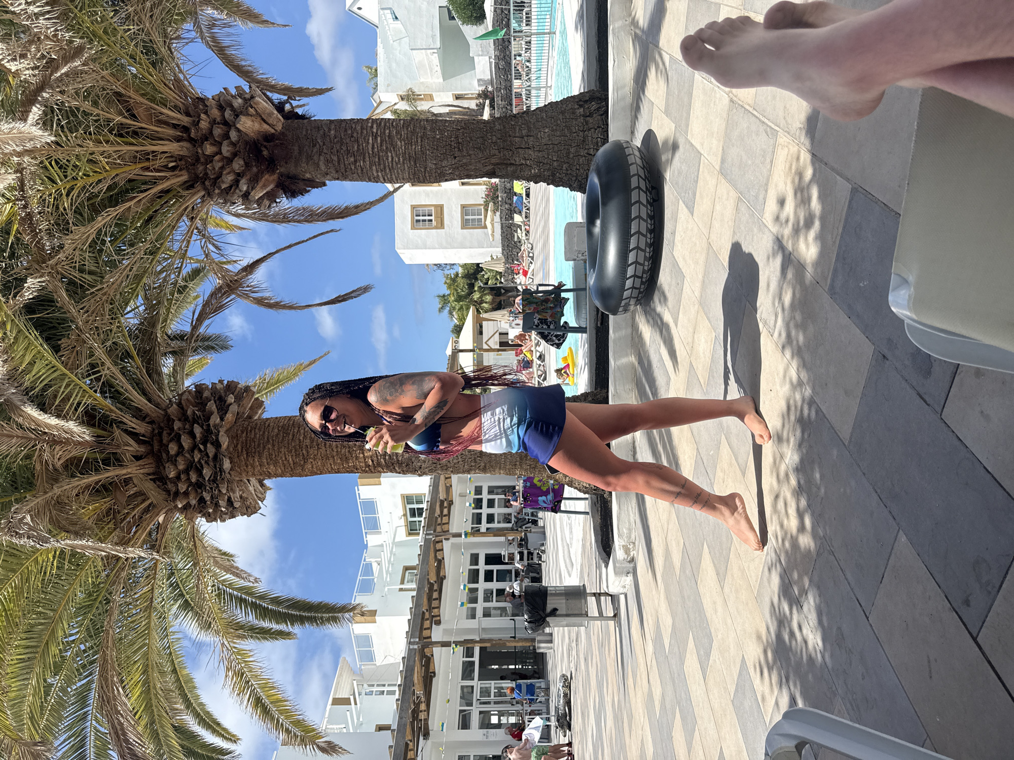 Tourist documents morning leisure activities at Puerto del Carmen resort