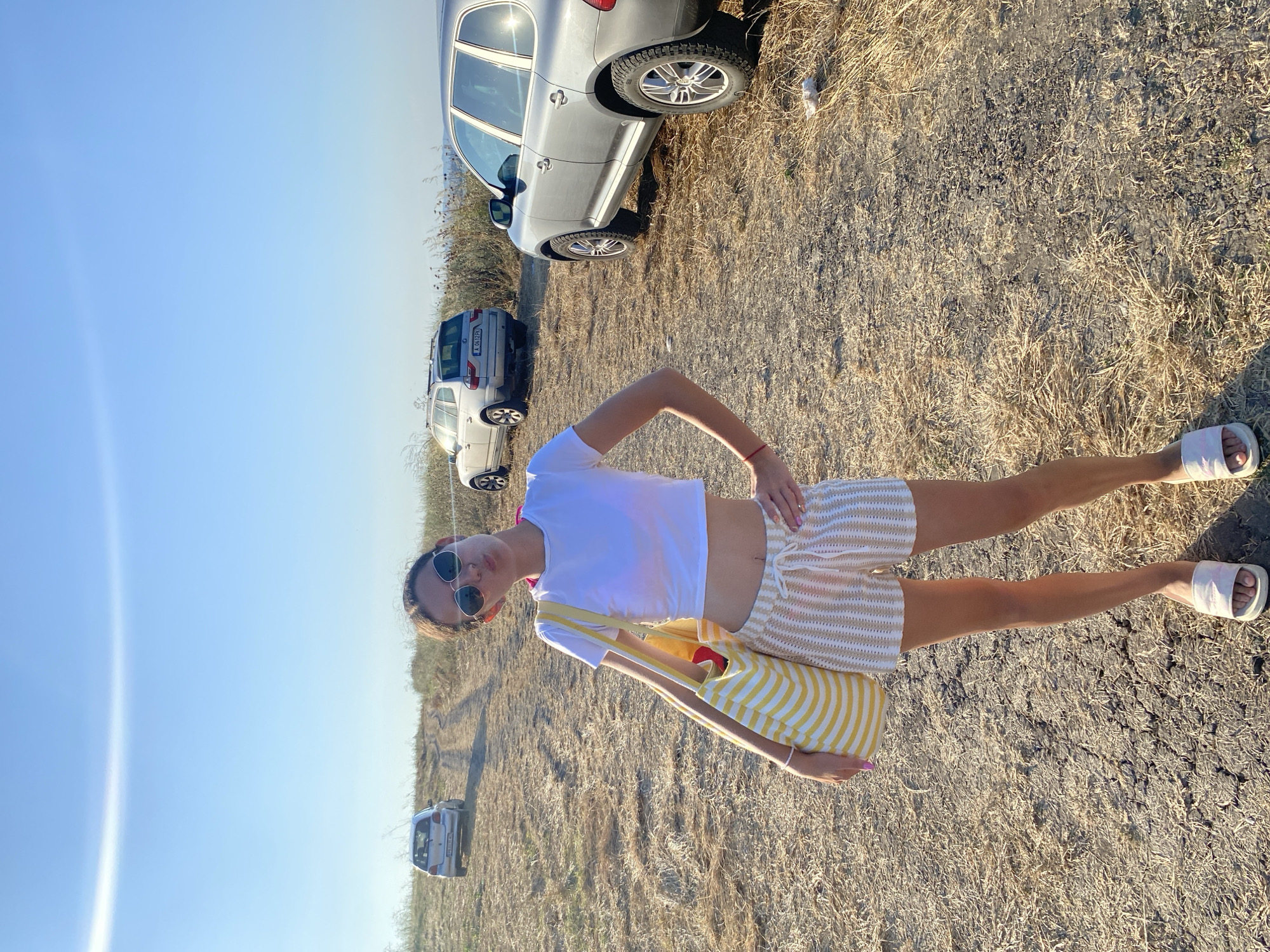 Sunny afternoon split between a grassy field and coastal view