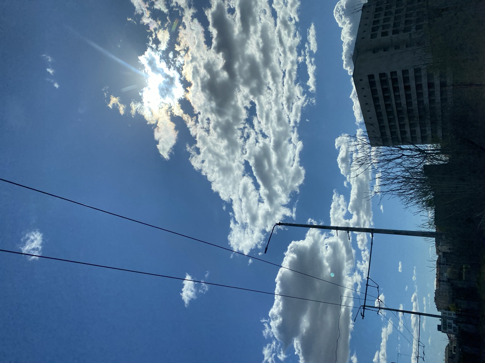 Clear skies and sunbeams photographed over Pleven, Bulgaria