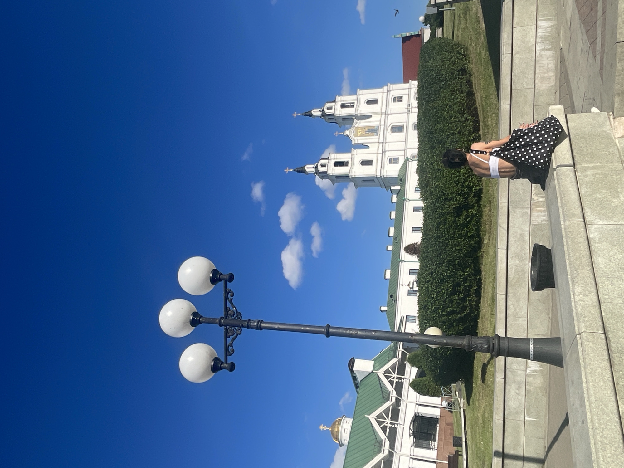 Sunny afternoon stroll through a European city's historic center