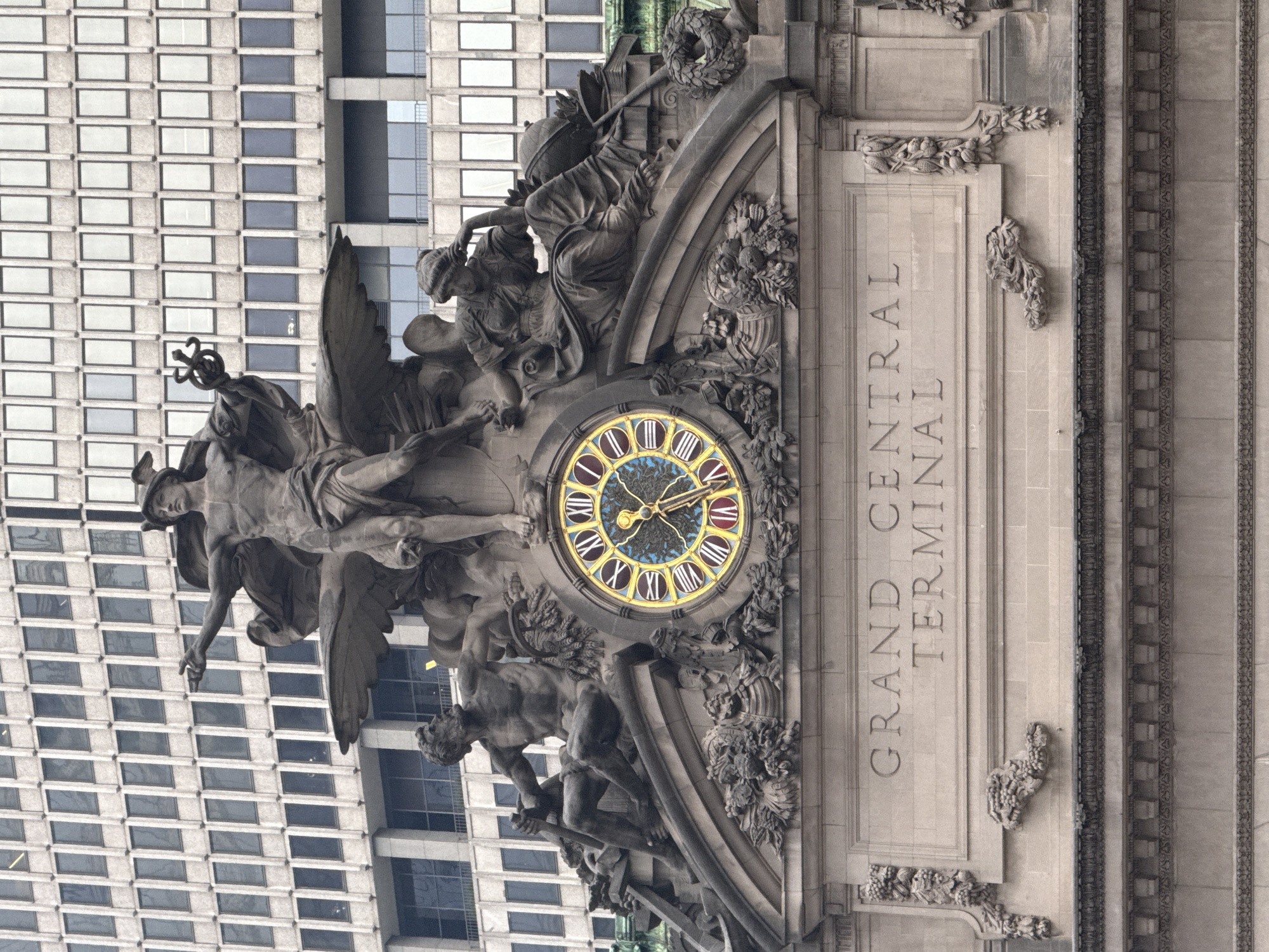 Grand Central Terminal's ornate clock photographed in NYC