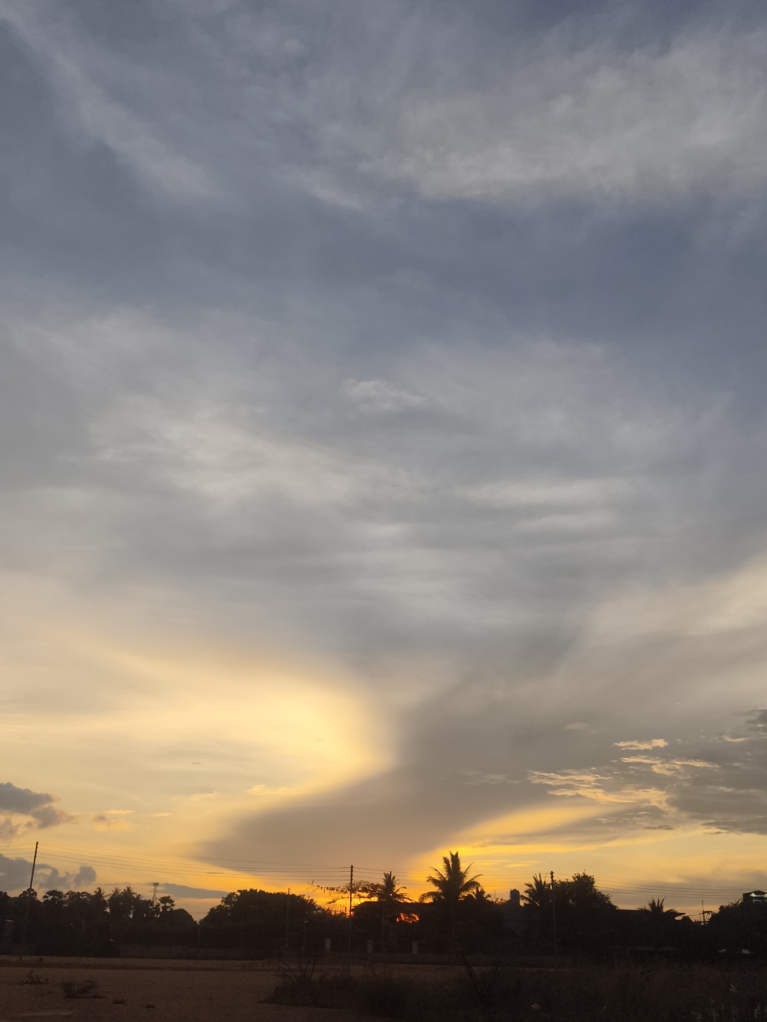 Sunset observed with dramatic sky colors in Baan Tai, Thailand