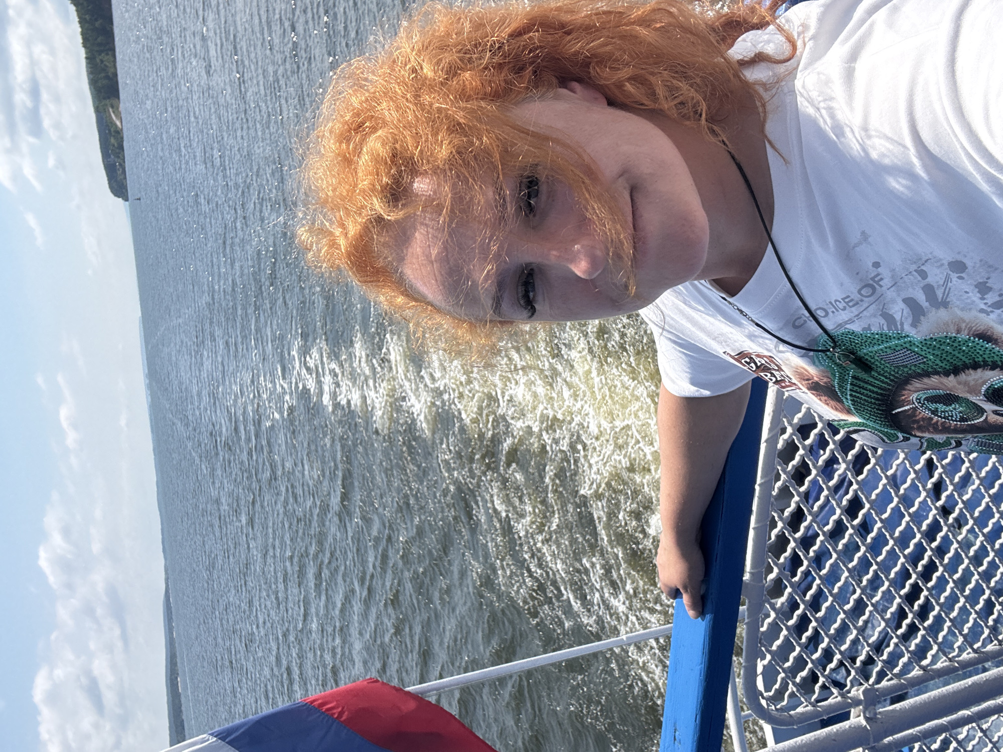 Boat ride along a calm Russian river on a summer morning