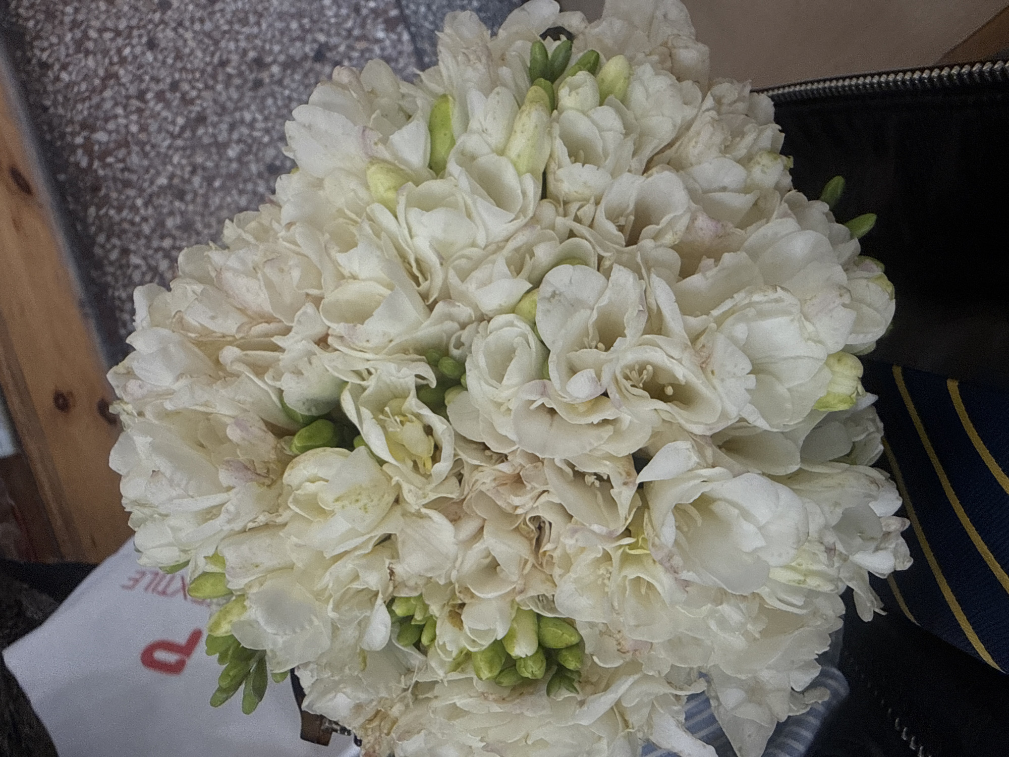 Fresh flowers and produce gathered in Yerevan morning scene