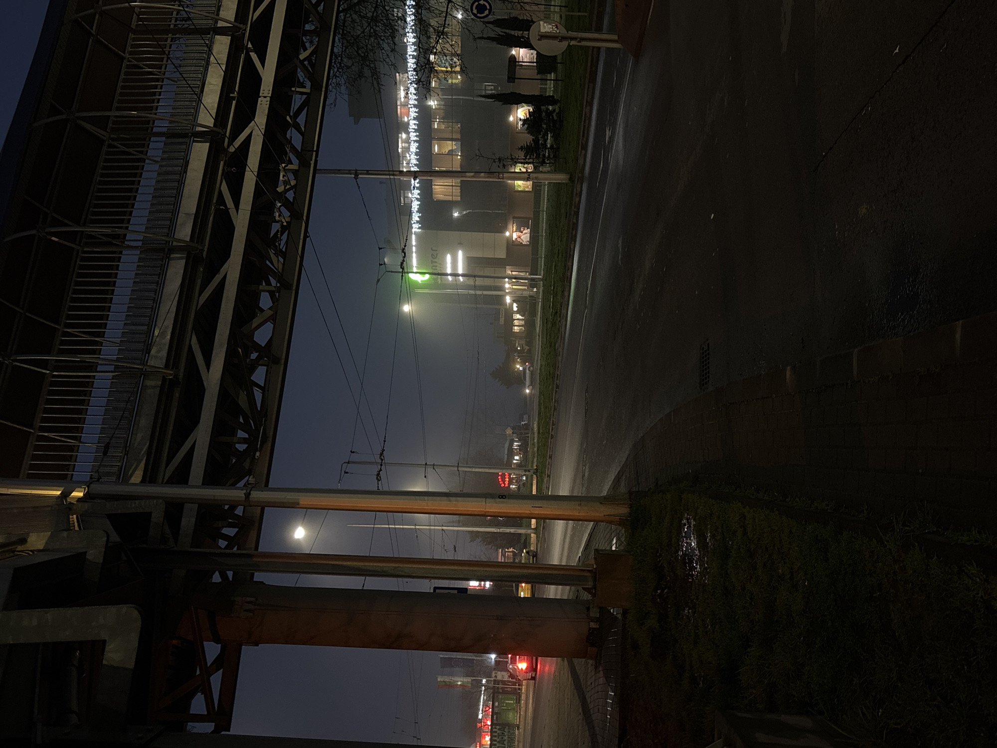 Night traffic on wet roads in Varna, Bulgaria