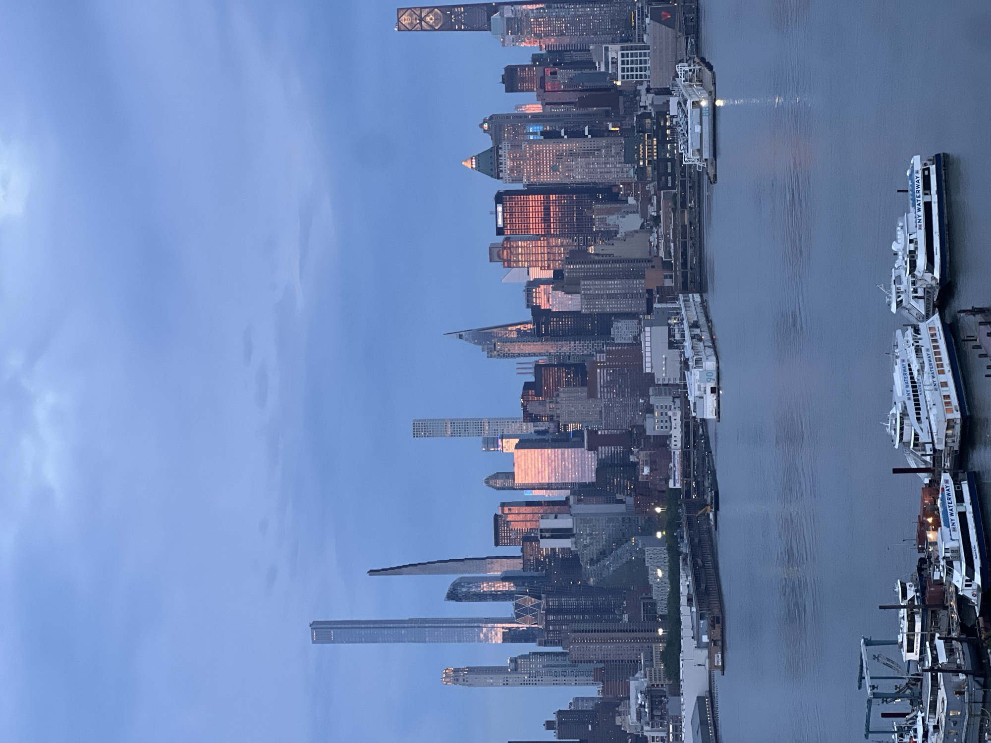 Manhattan skyline at dusk from the Weehawken waterfront