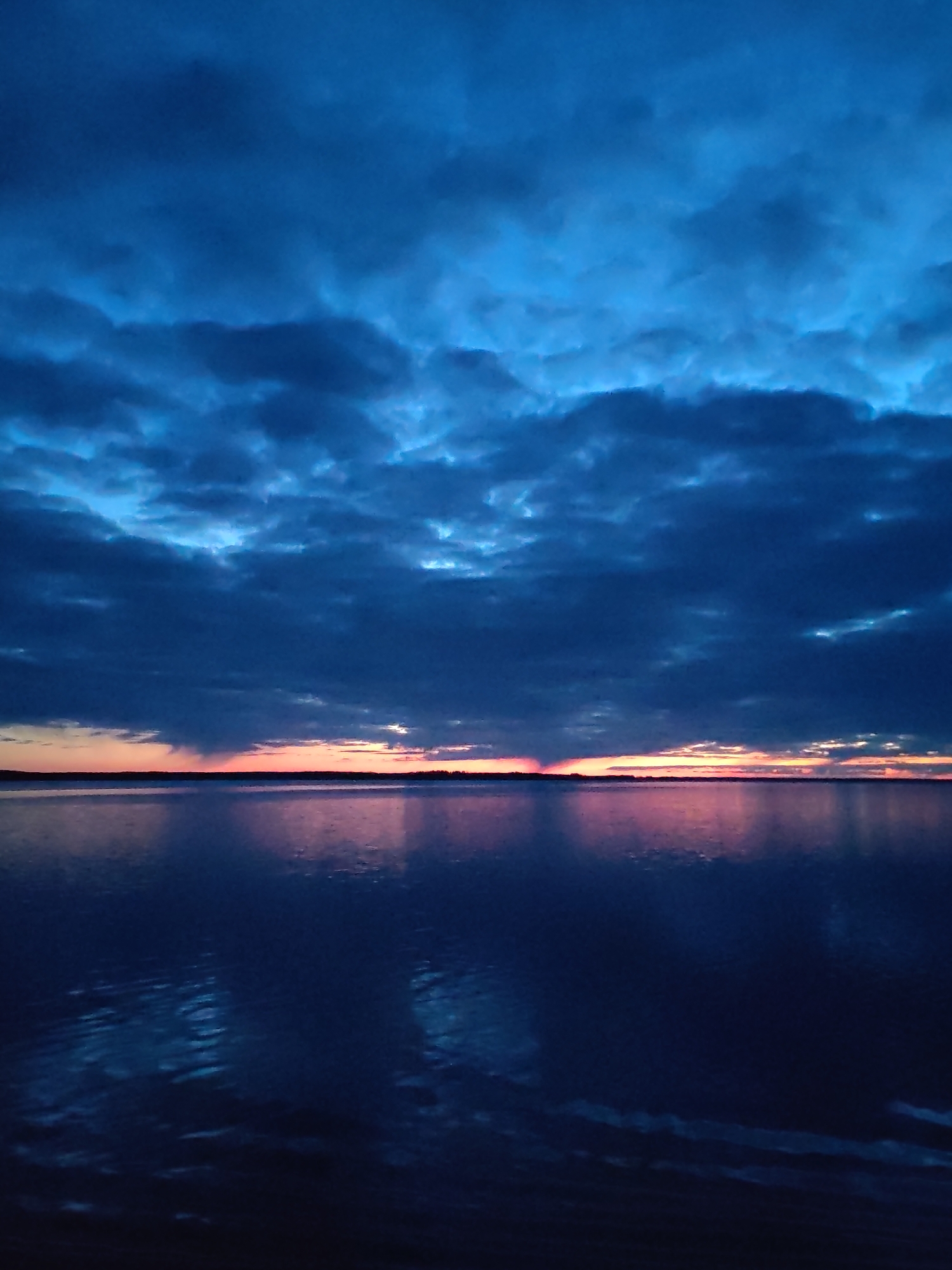 Twilight landscape captured over Russian waters