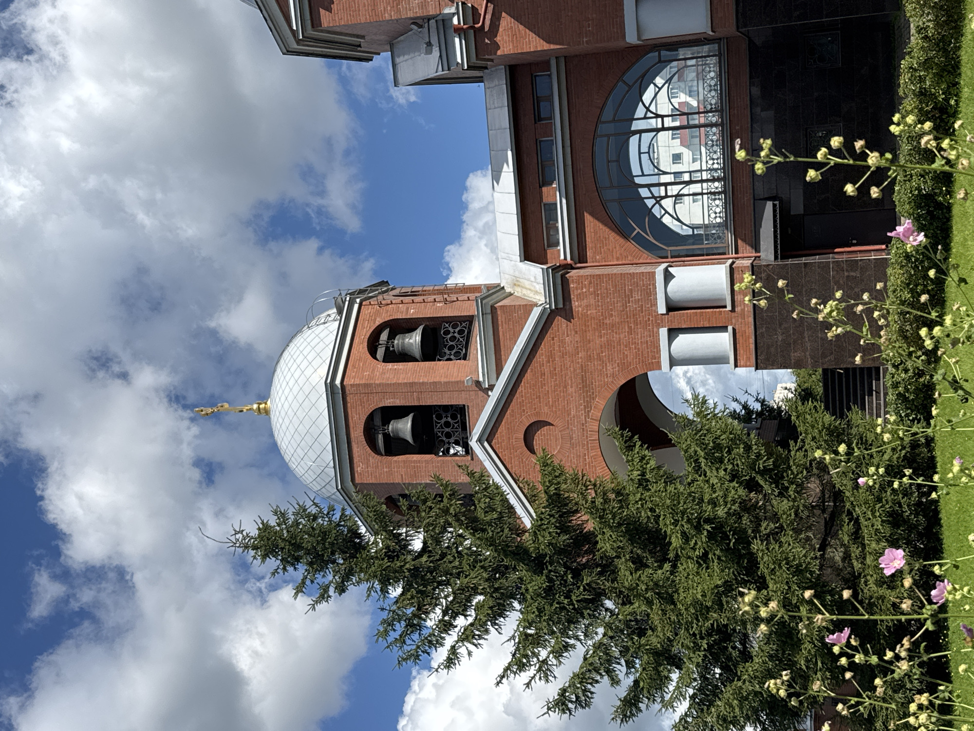 Morning stop at a Saint Petersburg Orthodox church with flowers