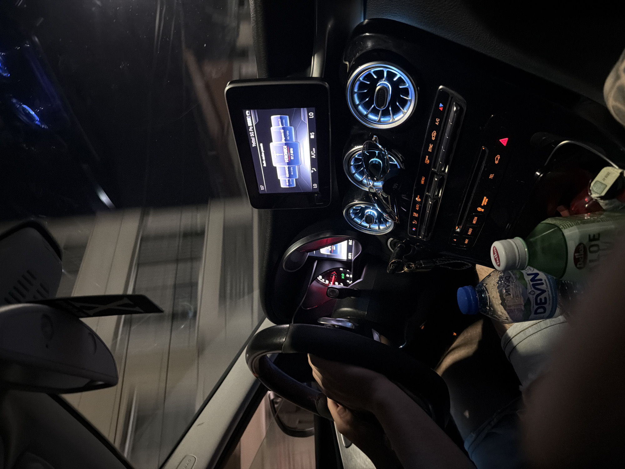 Nighttime car interior documented in Shumen, Bulgaria