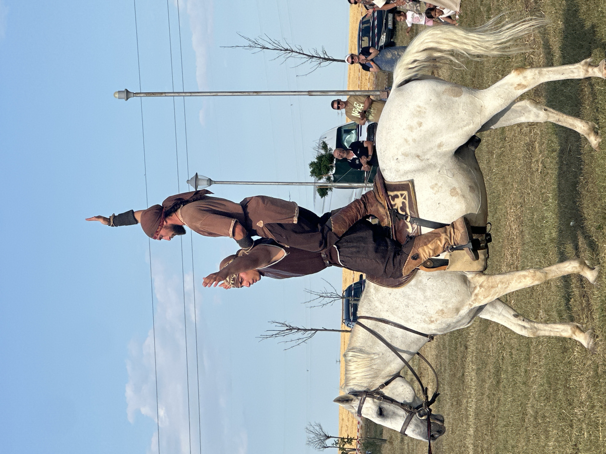 Medieval reenactment with horseback stunts and sword fights in Bulgaria