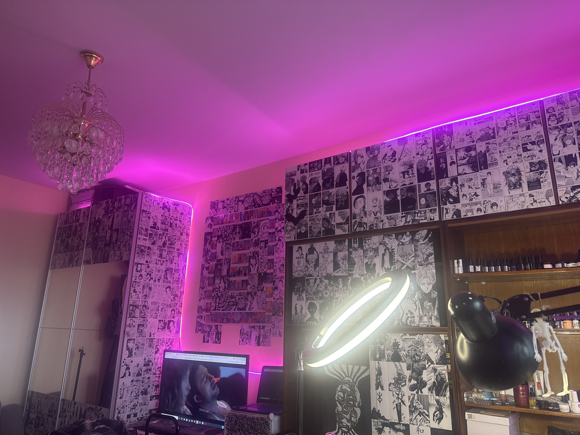Pink-lit fashion studio documented in Moscow morning session