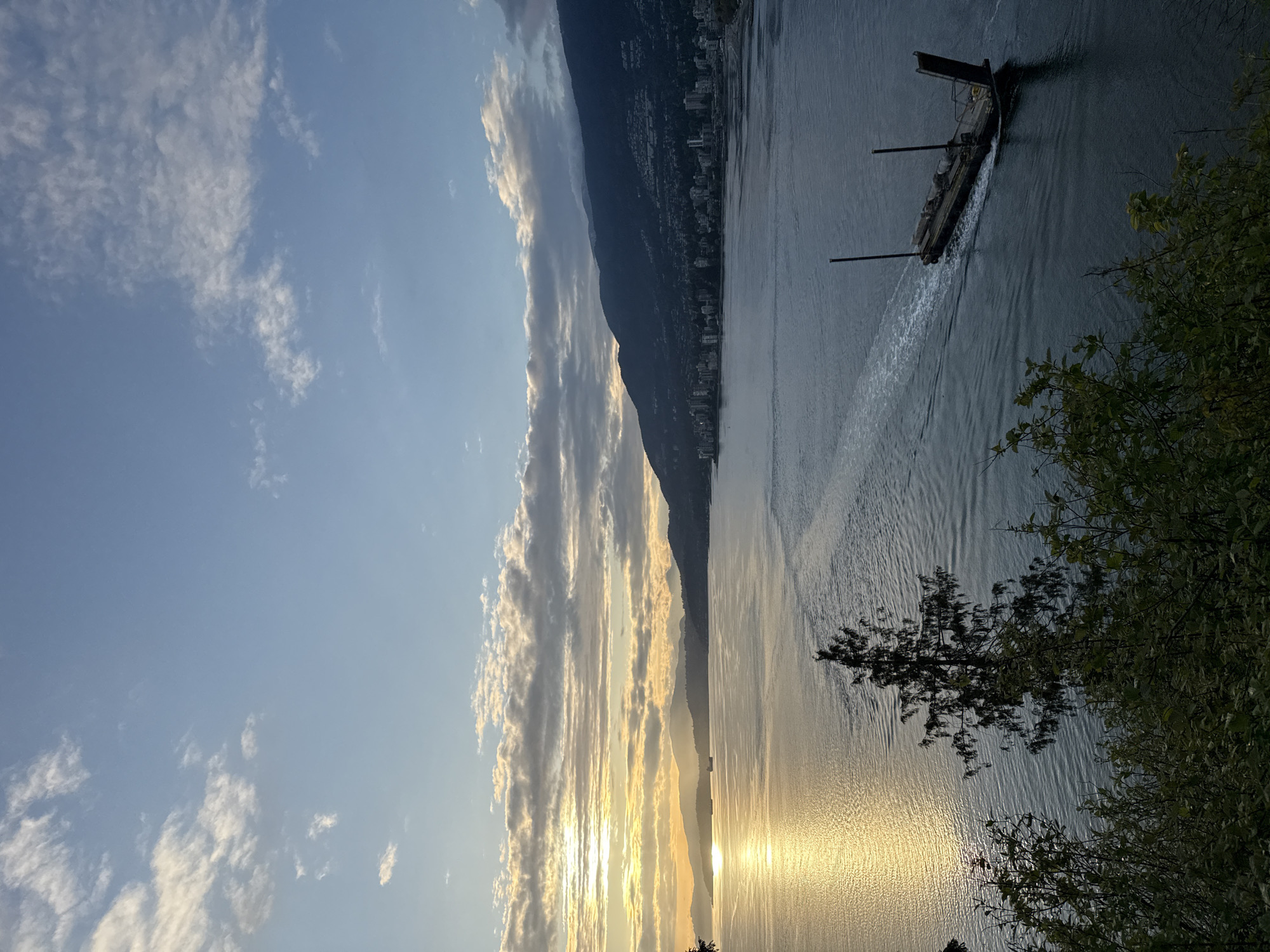Vancouver waterfront and Lions Gate Bridge documented at sunset