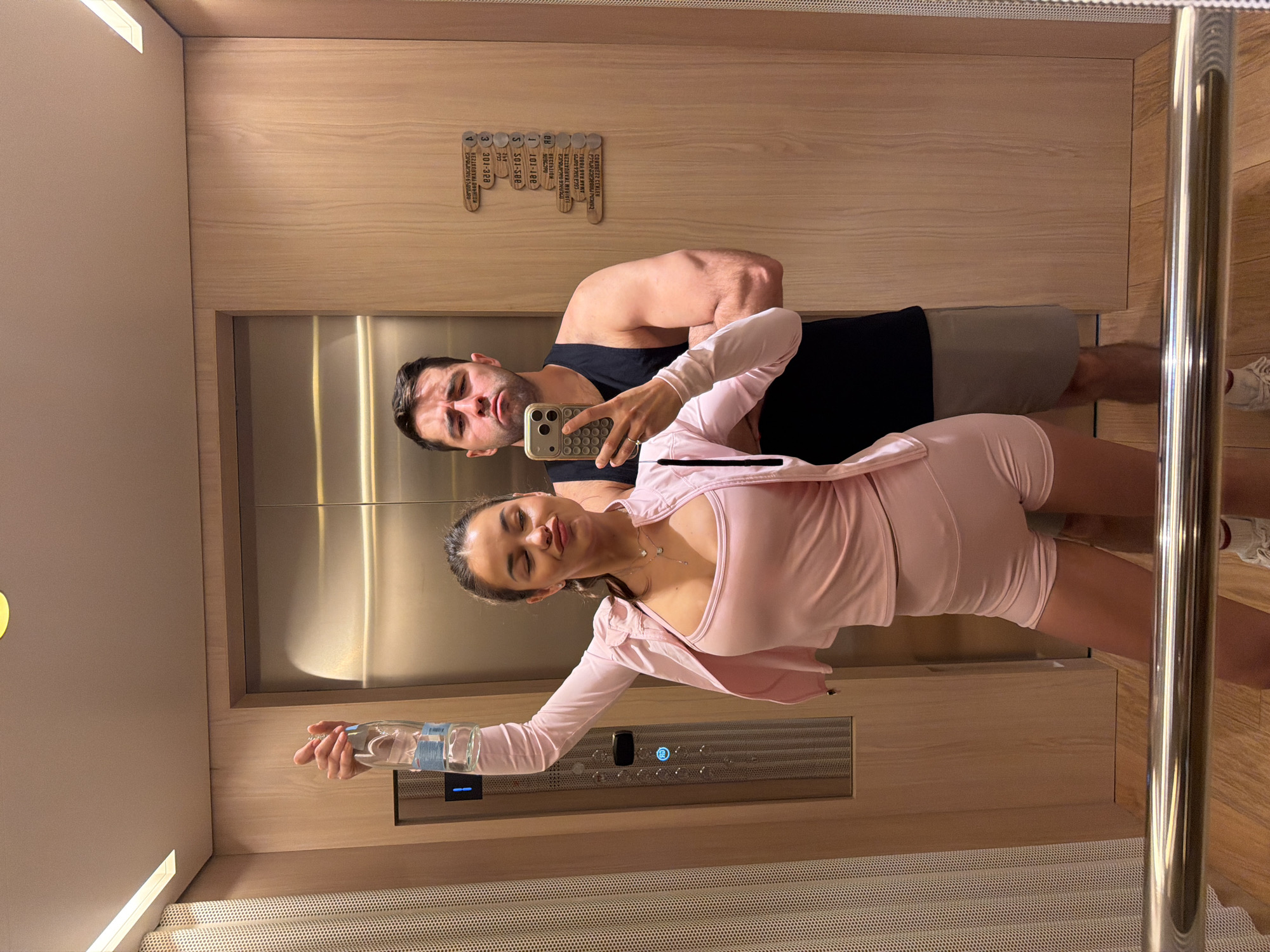 Couple documents morning gym session with selfies in Tbilisi