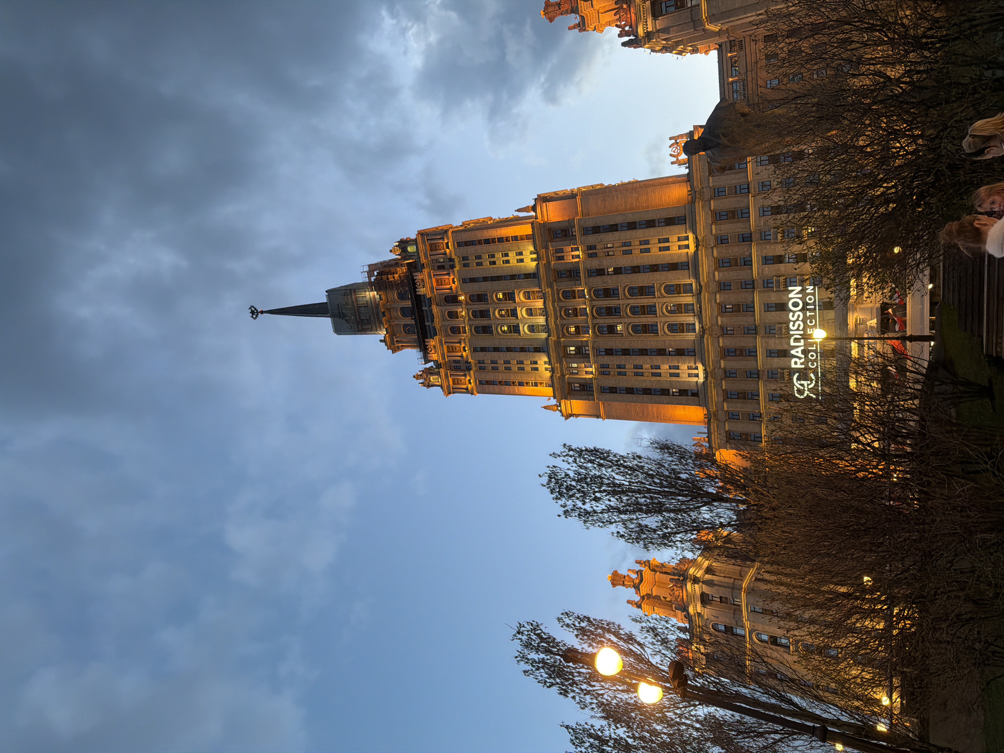Evening twilight scenes captured around Moscow's Radisson Collection Hotel