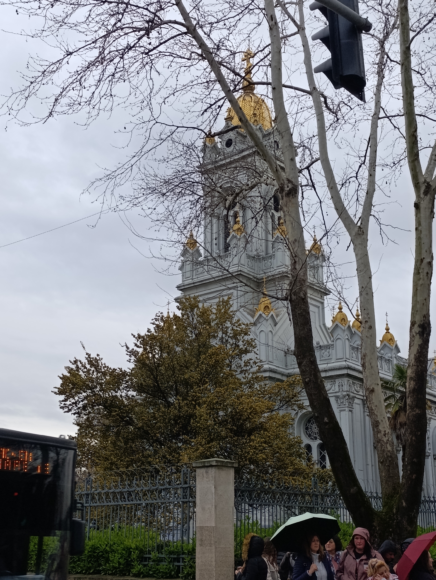 Visitor documents Bulgarian Iron Church's ornate architecture in Istanbul