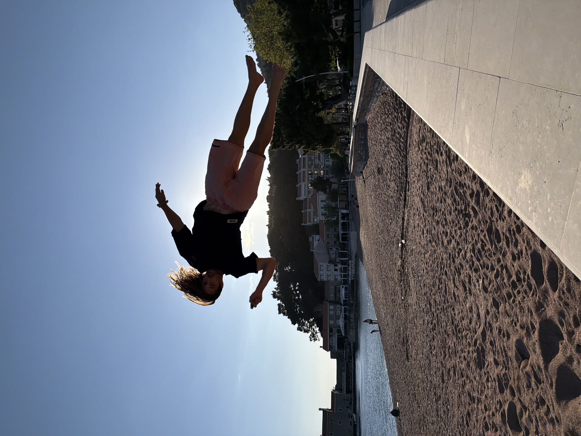 Acrobatic flip performed and filmed in Montenegro town center