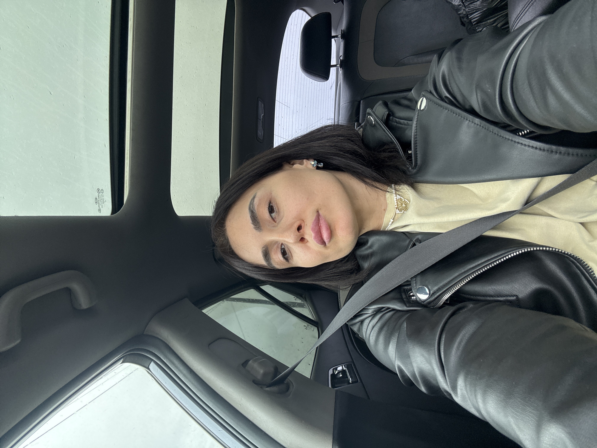 Woman photographed in passenger seat of vehicle in Tbilisi