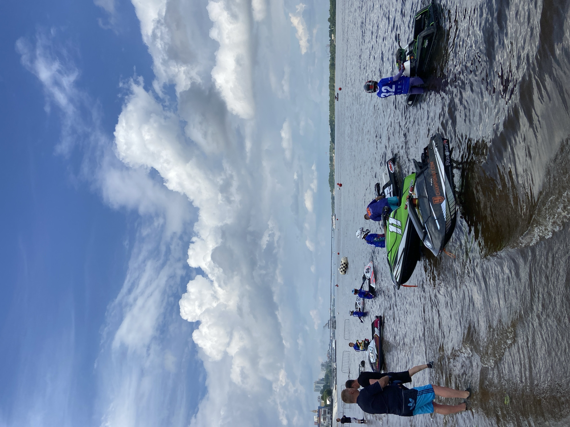 Jet ski competition preparation on Kama River in Perm
