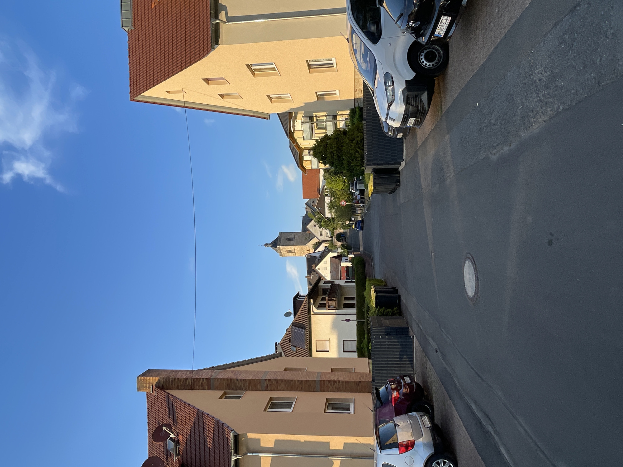 Neukirchen streets and social graphics on a summer evening