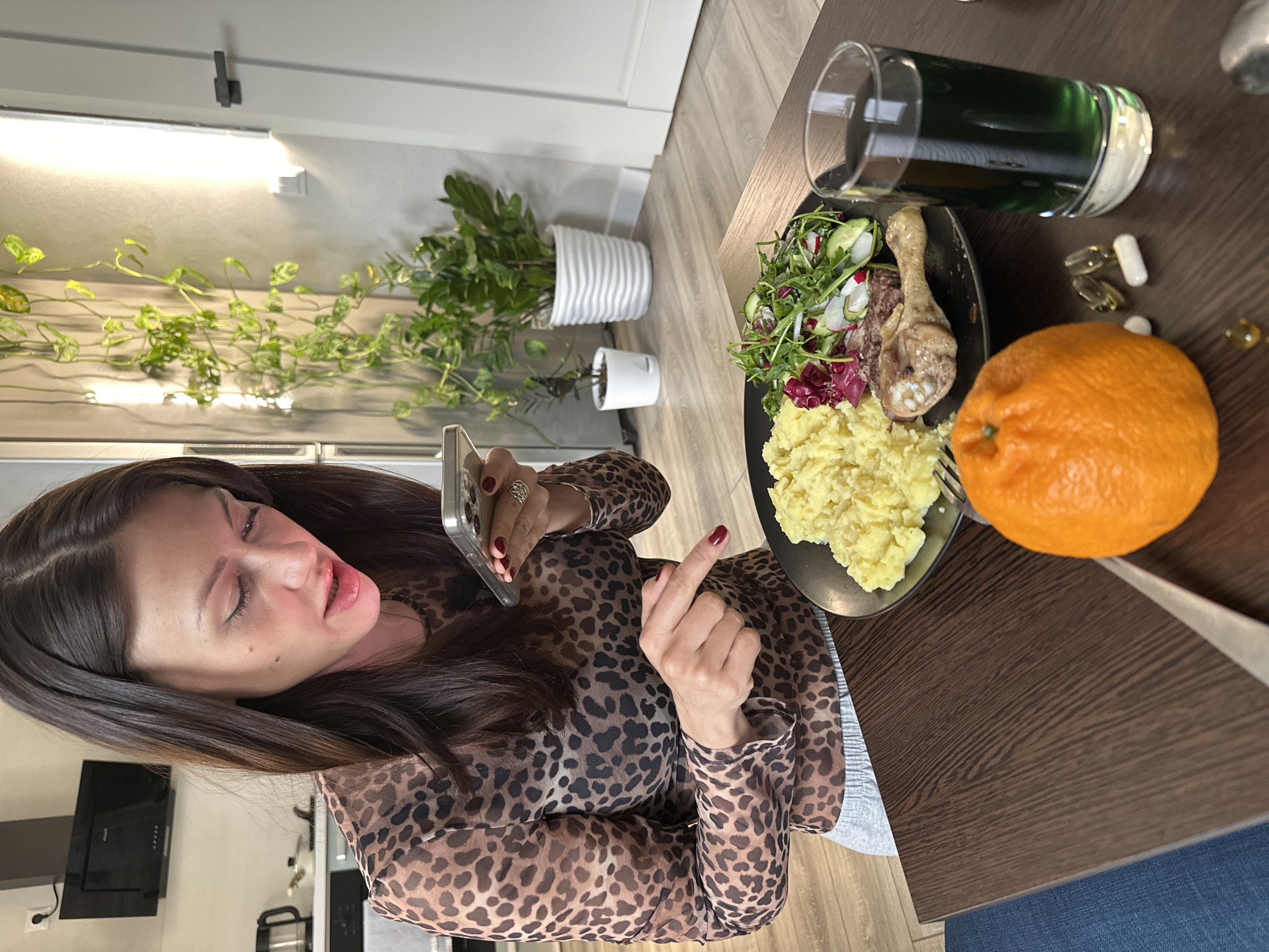 Indoor meal with mashed potatoes documented in Murino apartment