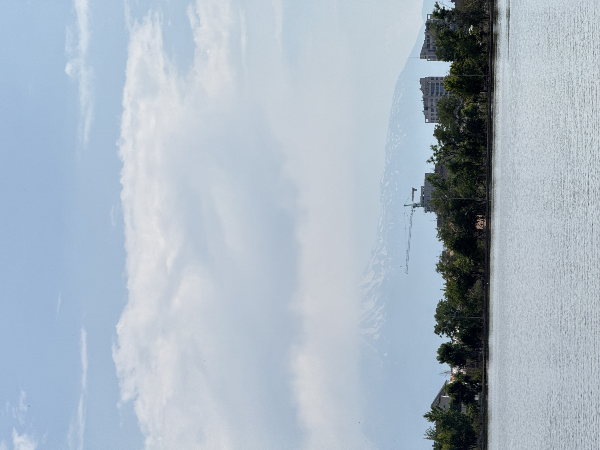 Calm lakeside scene in Yerevan with active water aeration