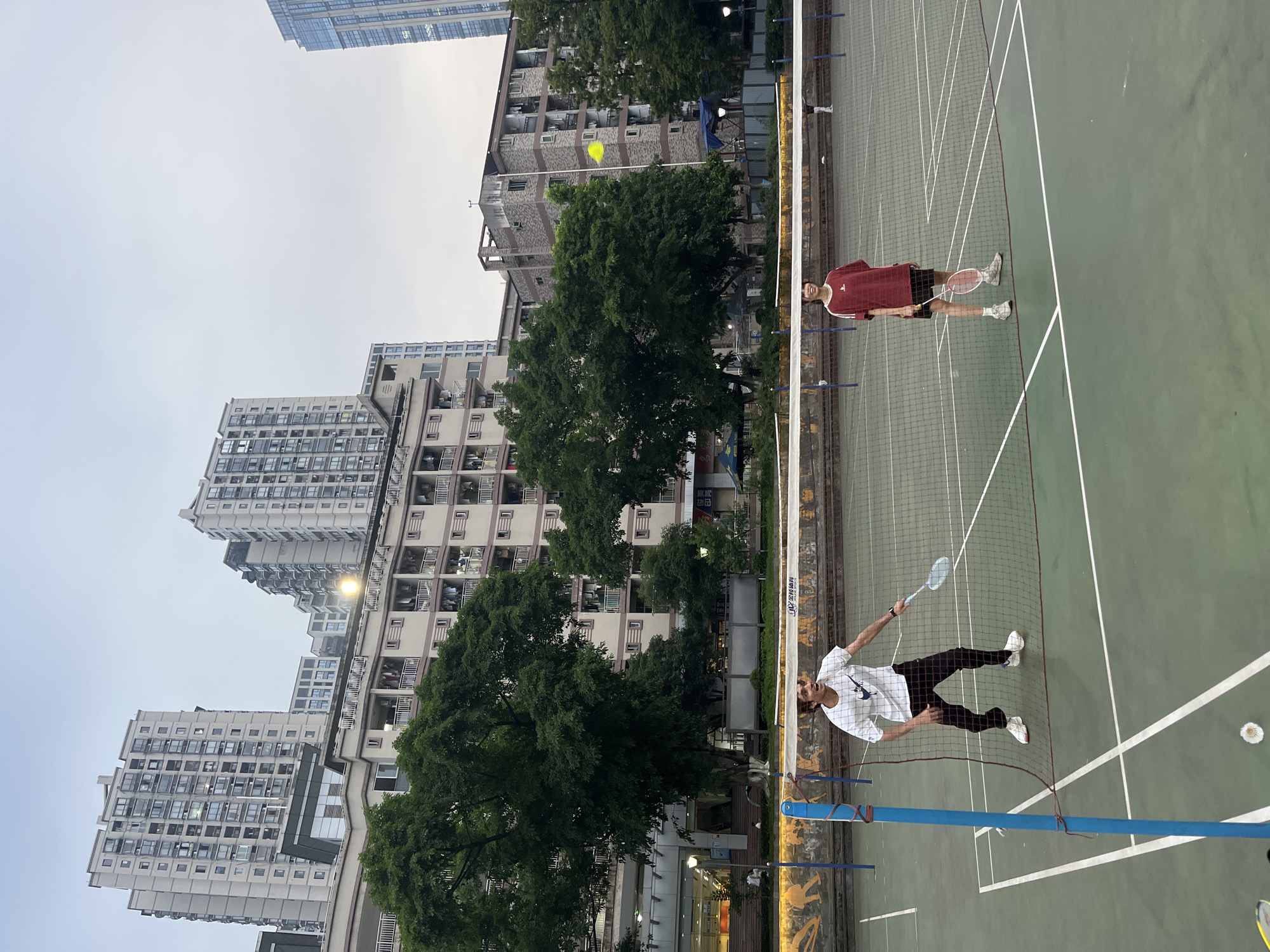 Morning sports activities captured at Yuzhong District recreational complex