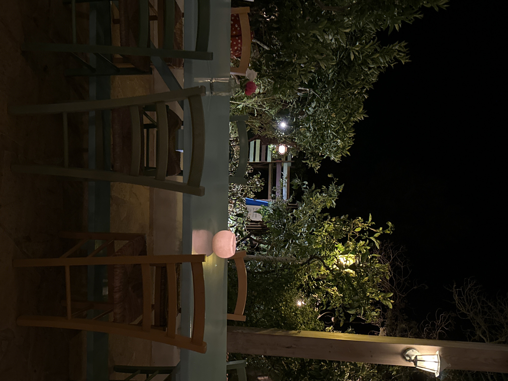 Evening dining setup observed in Sant Joan de Labritja