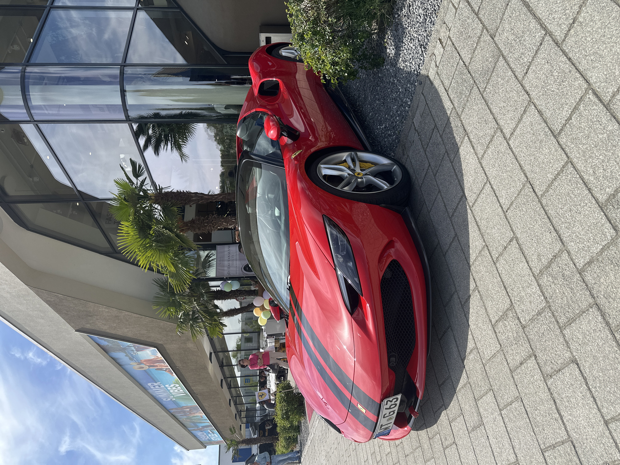 Red Ferrari spotted departing Jestetten, Germany location