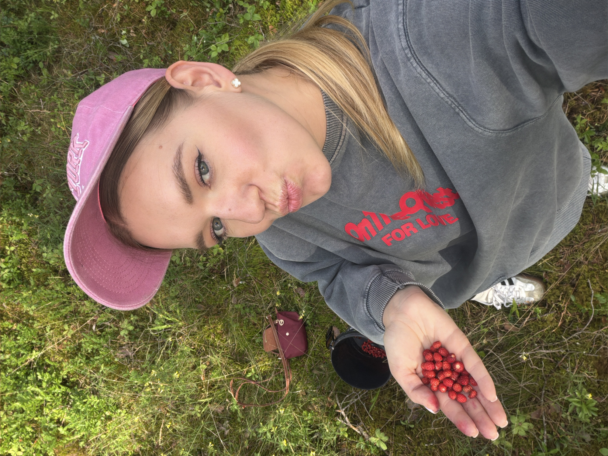 Wild strawberries and metal detecting in a Latvian pine forest