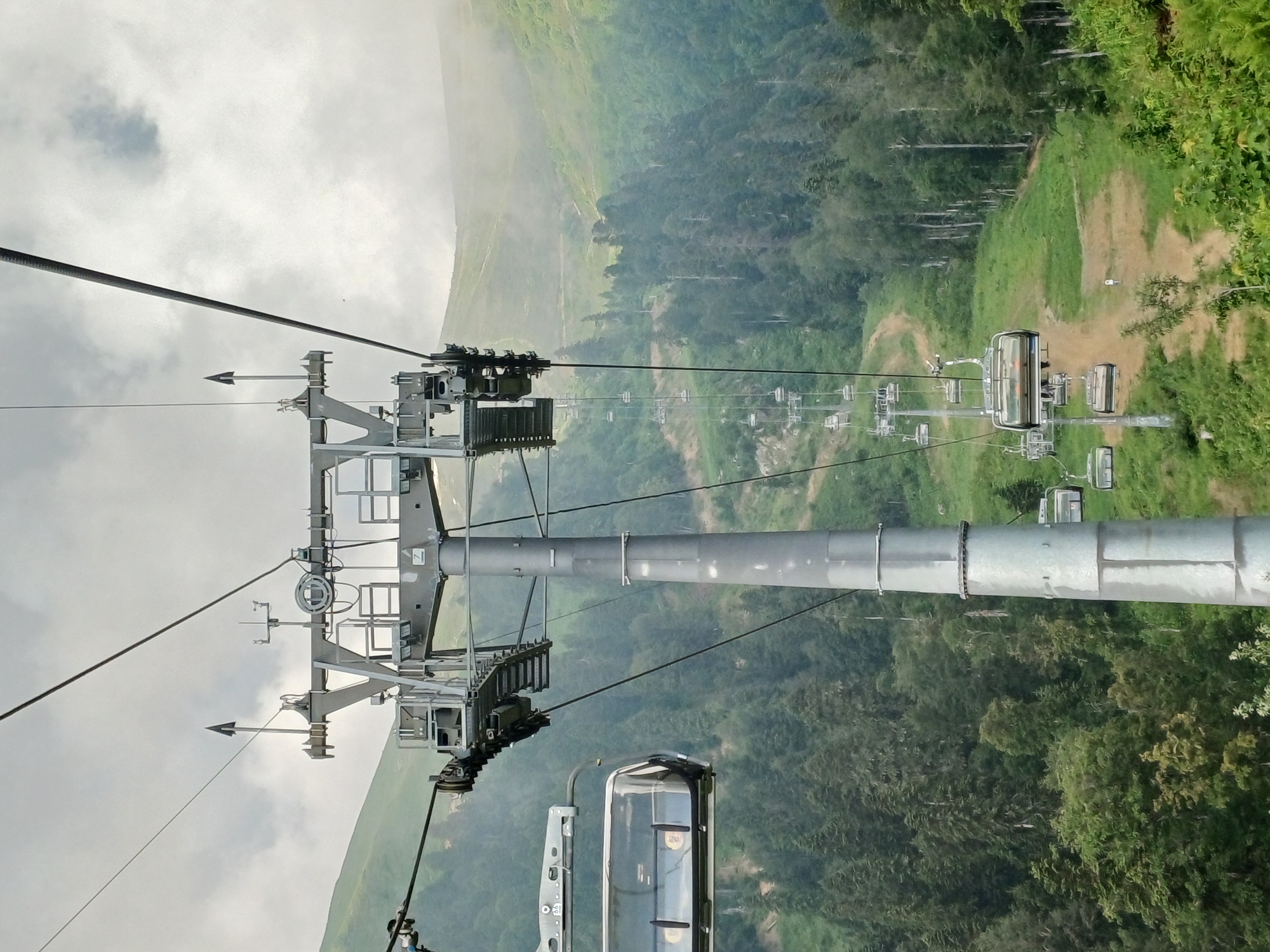 Ski lift gondolas and cable infrastructure in Estosadok mountains