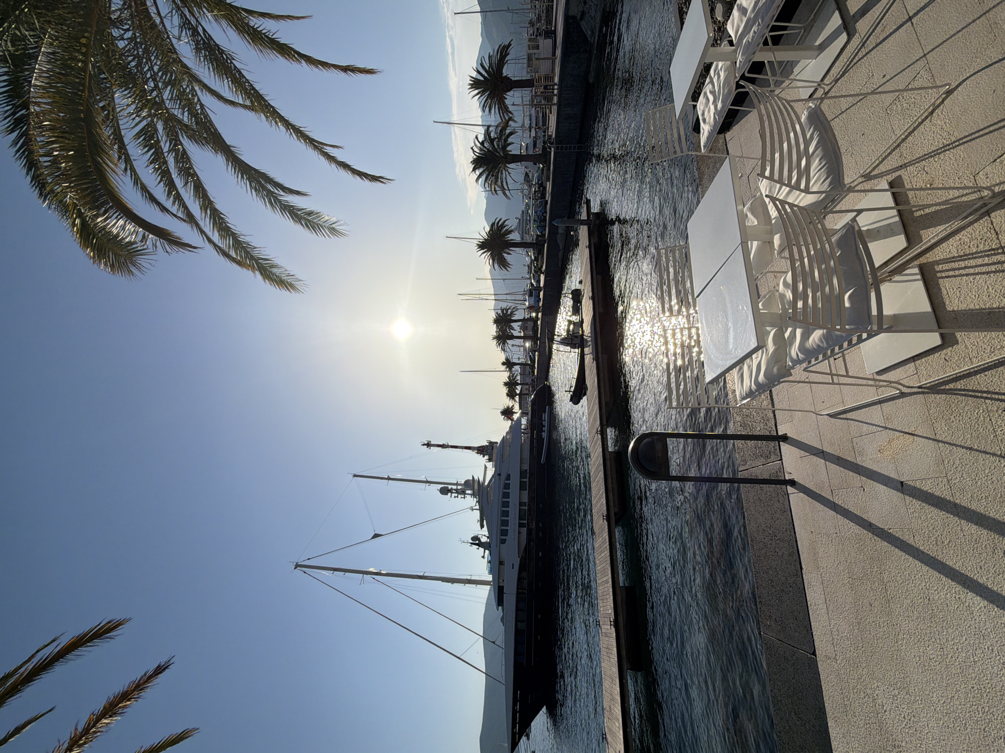 Sunny afternoon at Porto Montenegro's waterfront plaza