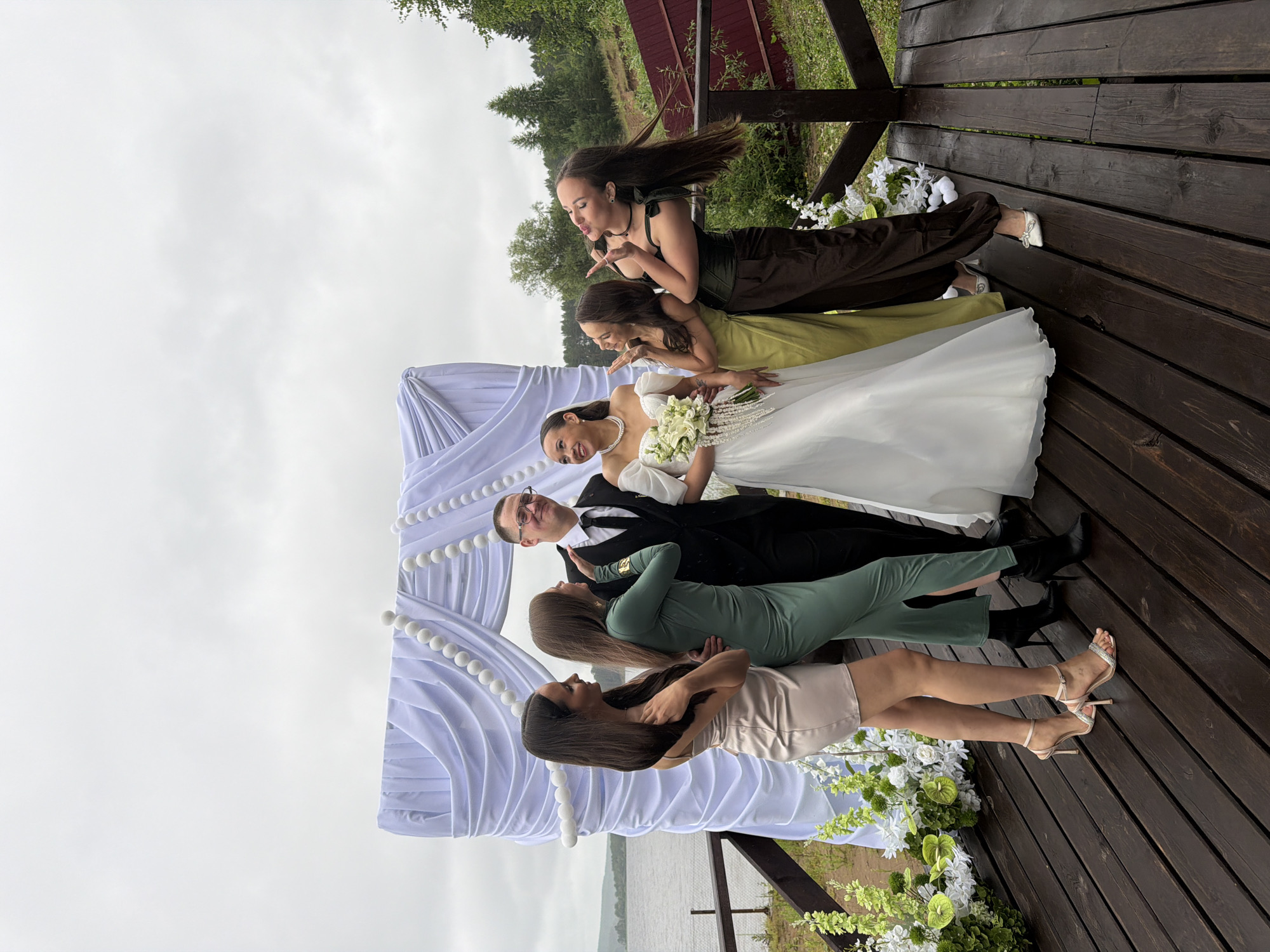 Outdoor riverside wedding ceremony in Chaikovsky, Russia