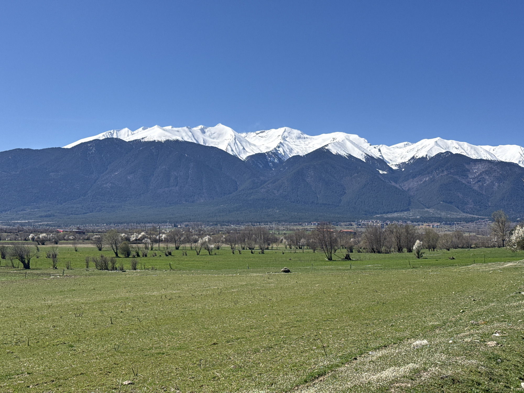 Clear spring morning captured in Bulgarian mountain countryside
