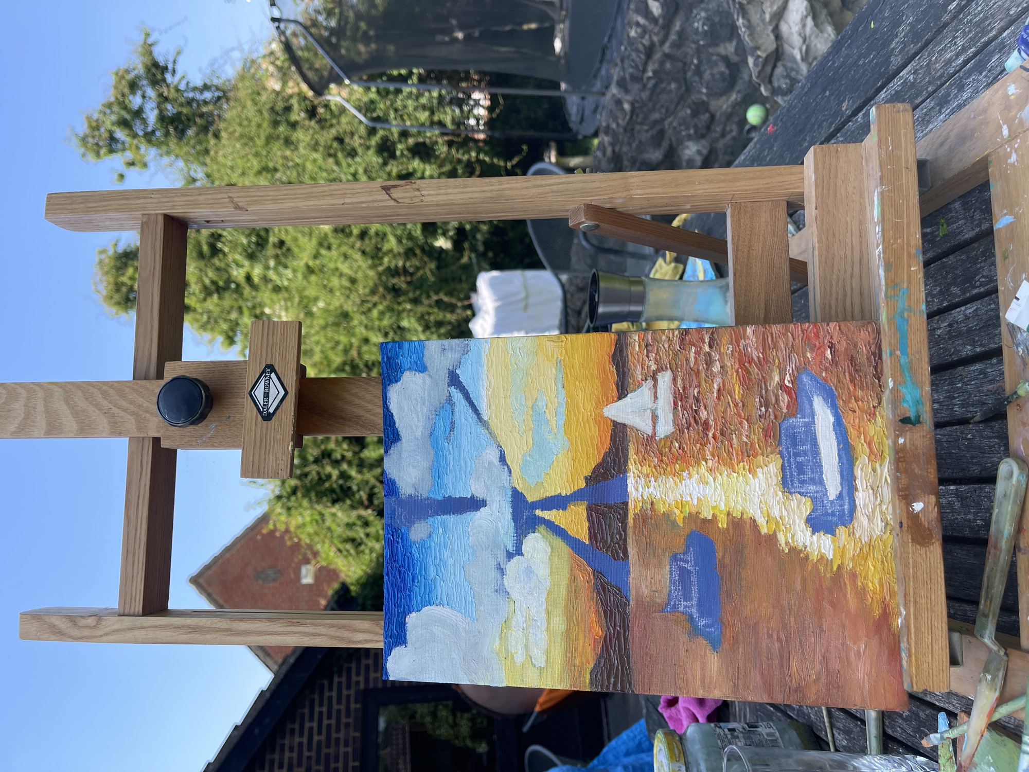Artist creates outdoor oil paintings in Maidstone garden setting