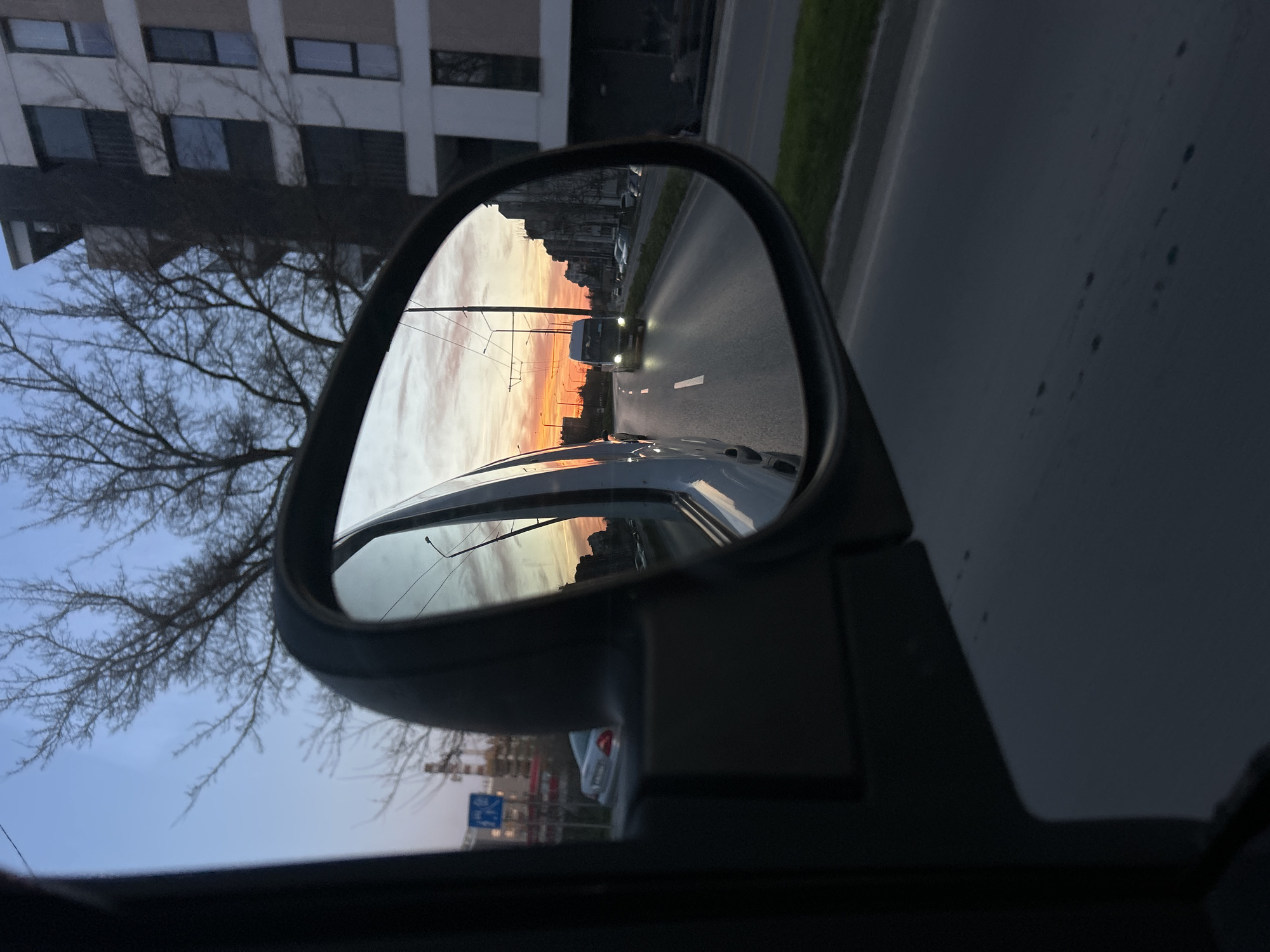 Evening traffic documented during sunset in Varna, Bulgaria