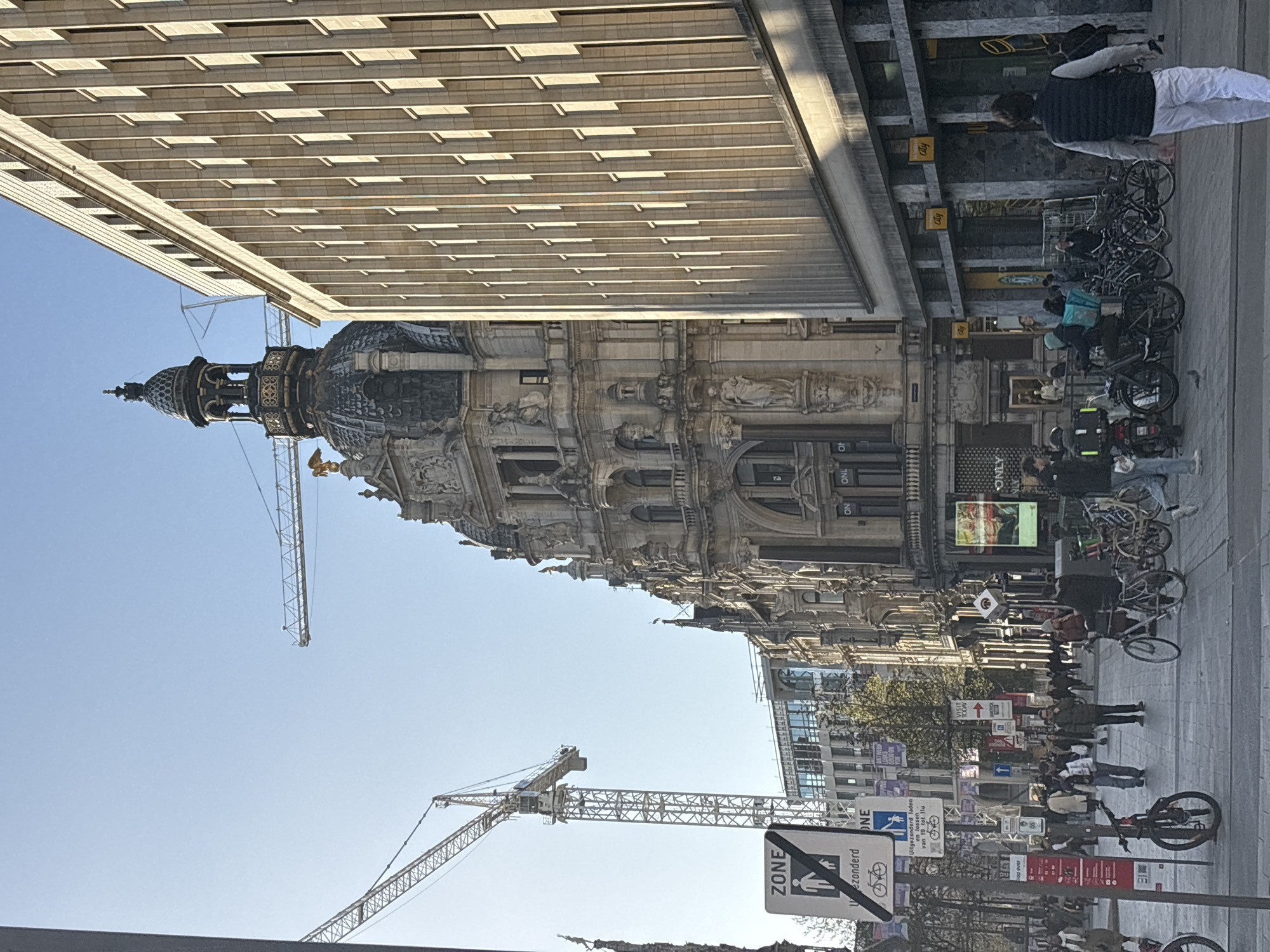 Street scene with mixed architecture observed in Antwerp
