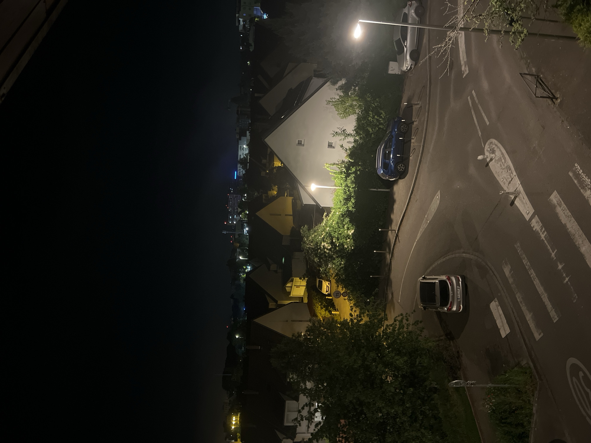 Late night street views captured from elevated position in Strasbourg