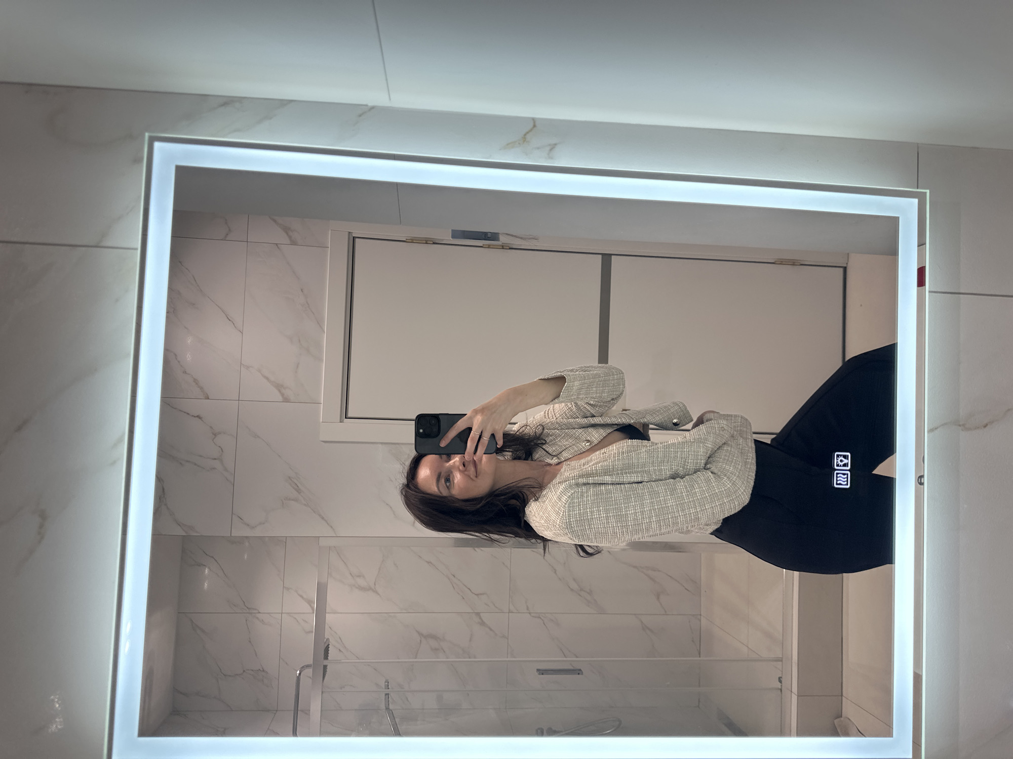 Woman takes morning bathroom selfies in Прикамский, Russia