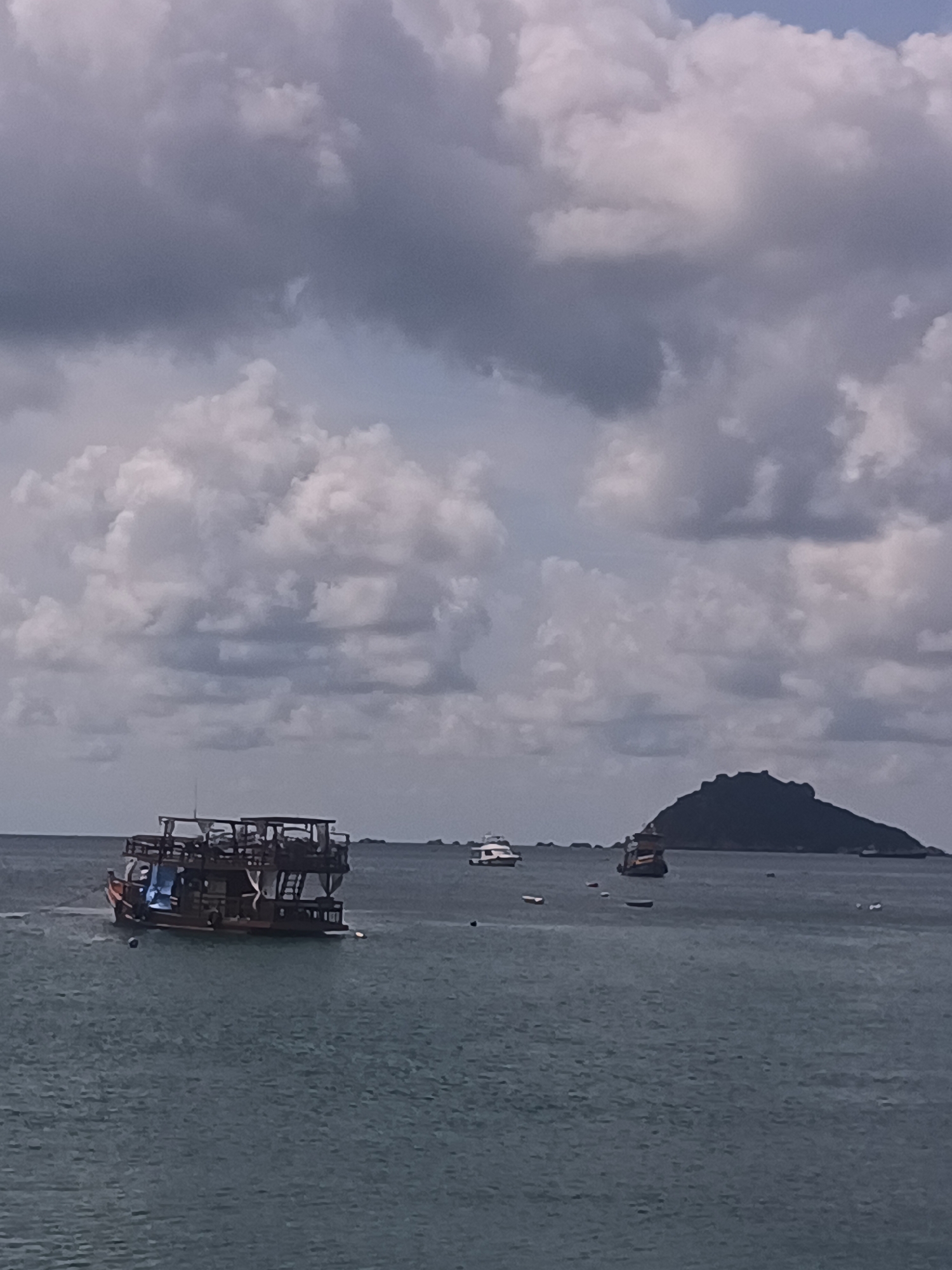 Morning ferry and boat traffic documented around Ko Tao island