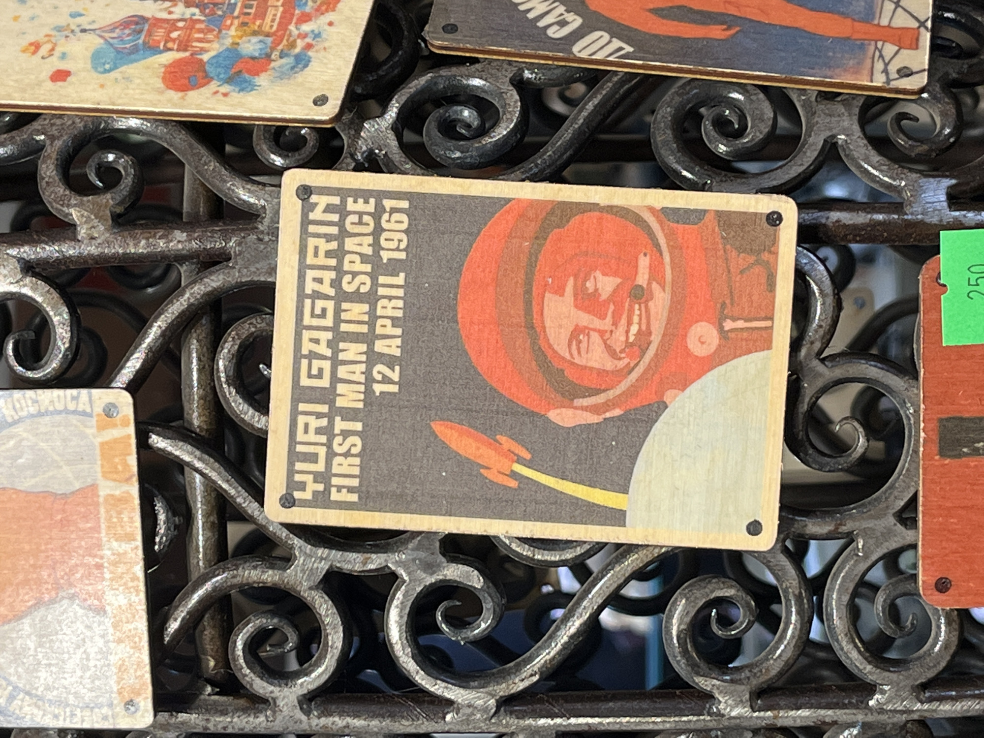 Tourist browses Russian souvenirs in Moscow shop