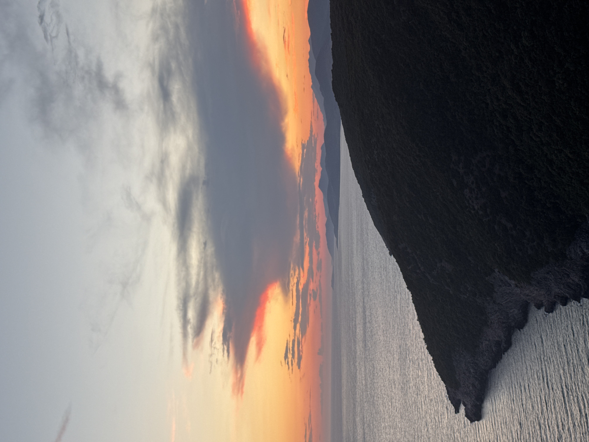 Bay of Kotor at sunset from above Zagora, Montenegro