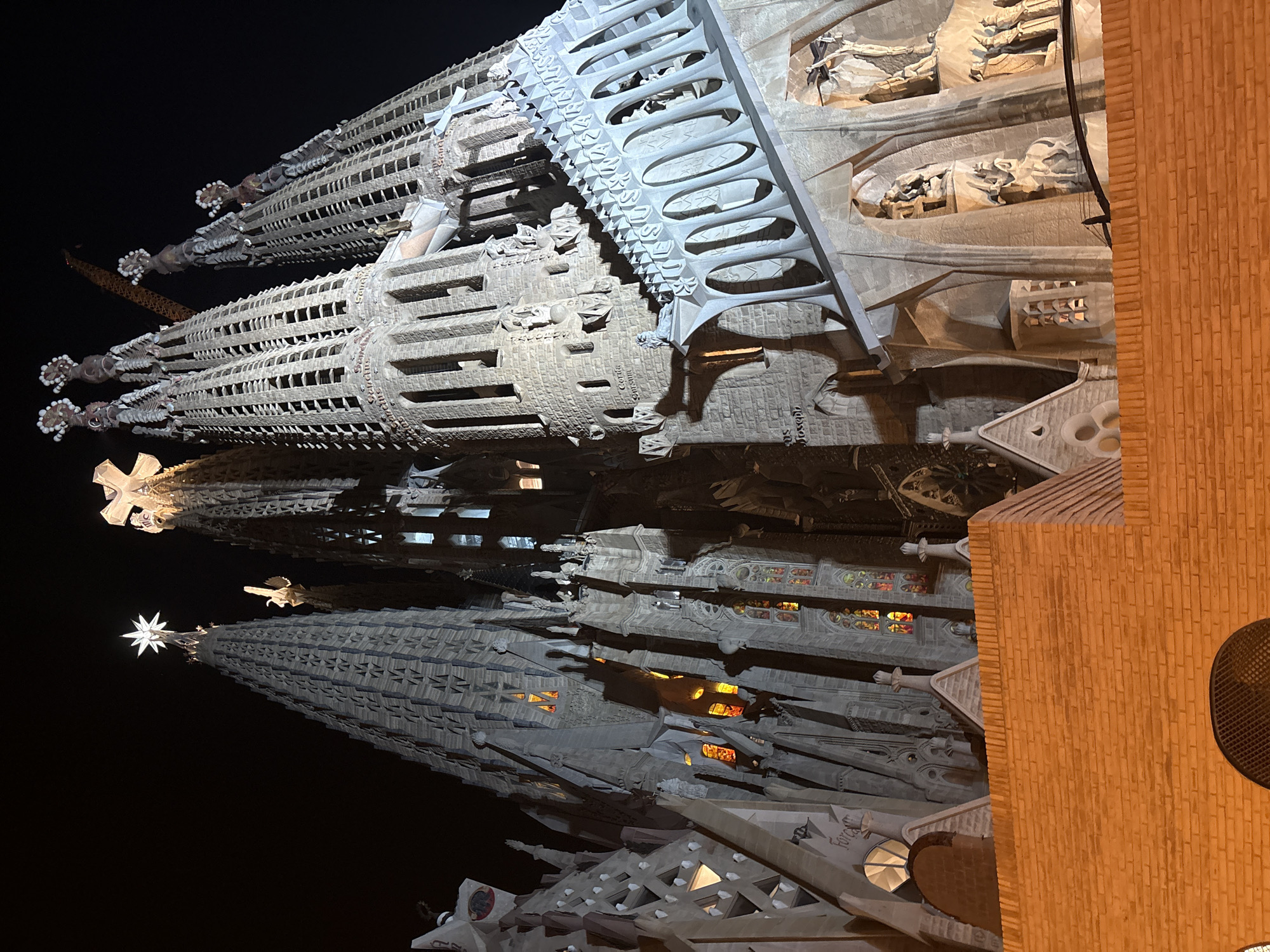 Evening scenes captured across illuminated Barcelona landmarks and plazas