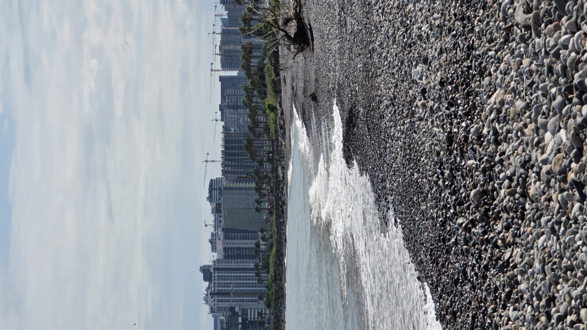 Lazy morning on Batumi's Black Sea shore, planes and all