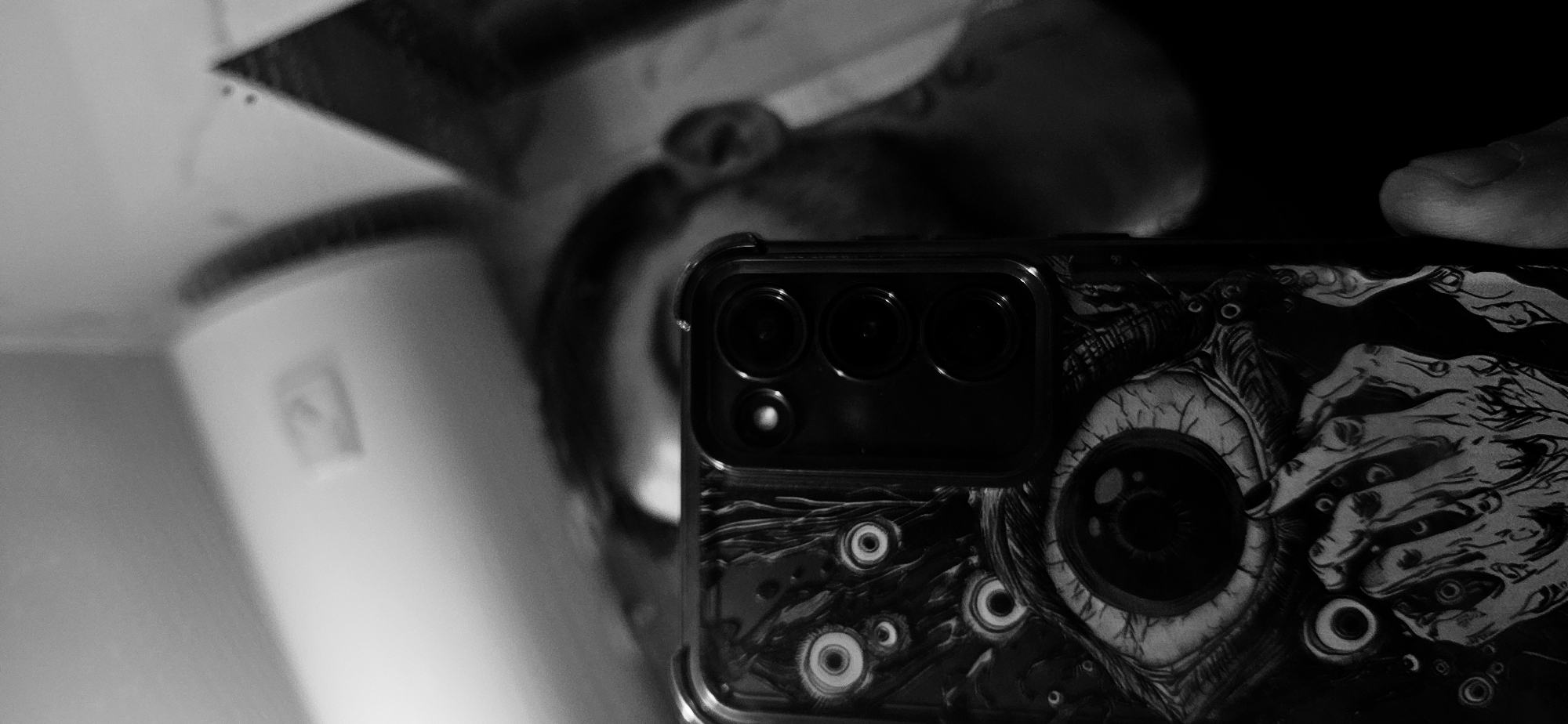 Man takes mirror selfies with decorated phone in Plovdiv