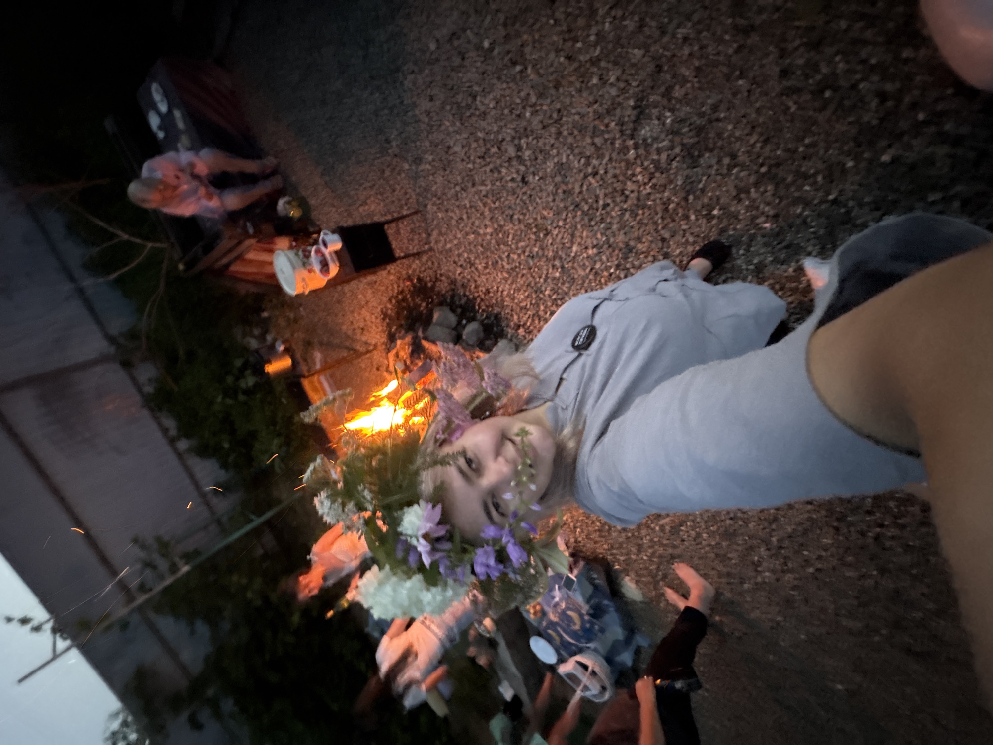 Floral crown selfies by a bonfire in Birobidzhan